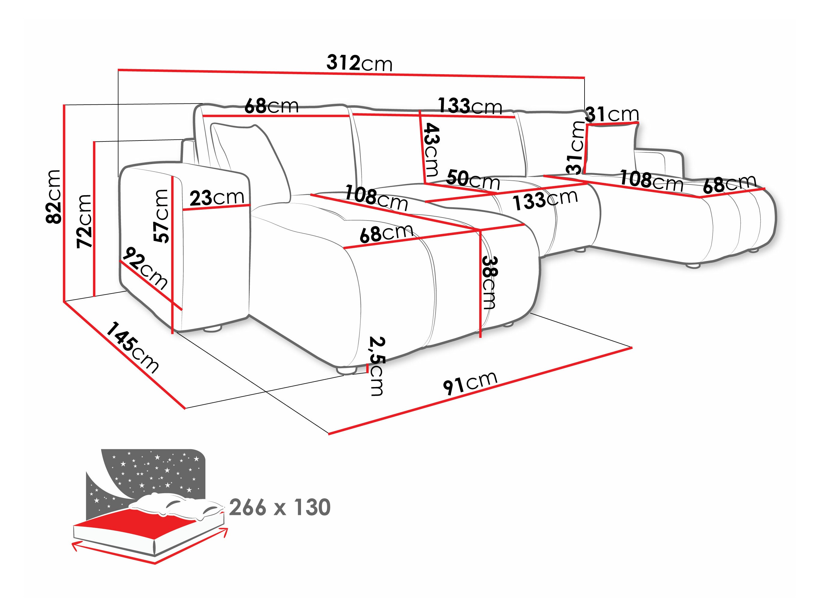 Ugaona sofa Comfivo 426 (Velo 621)