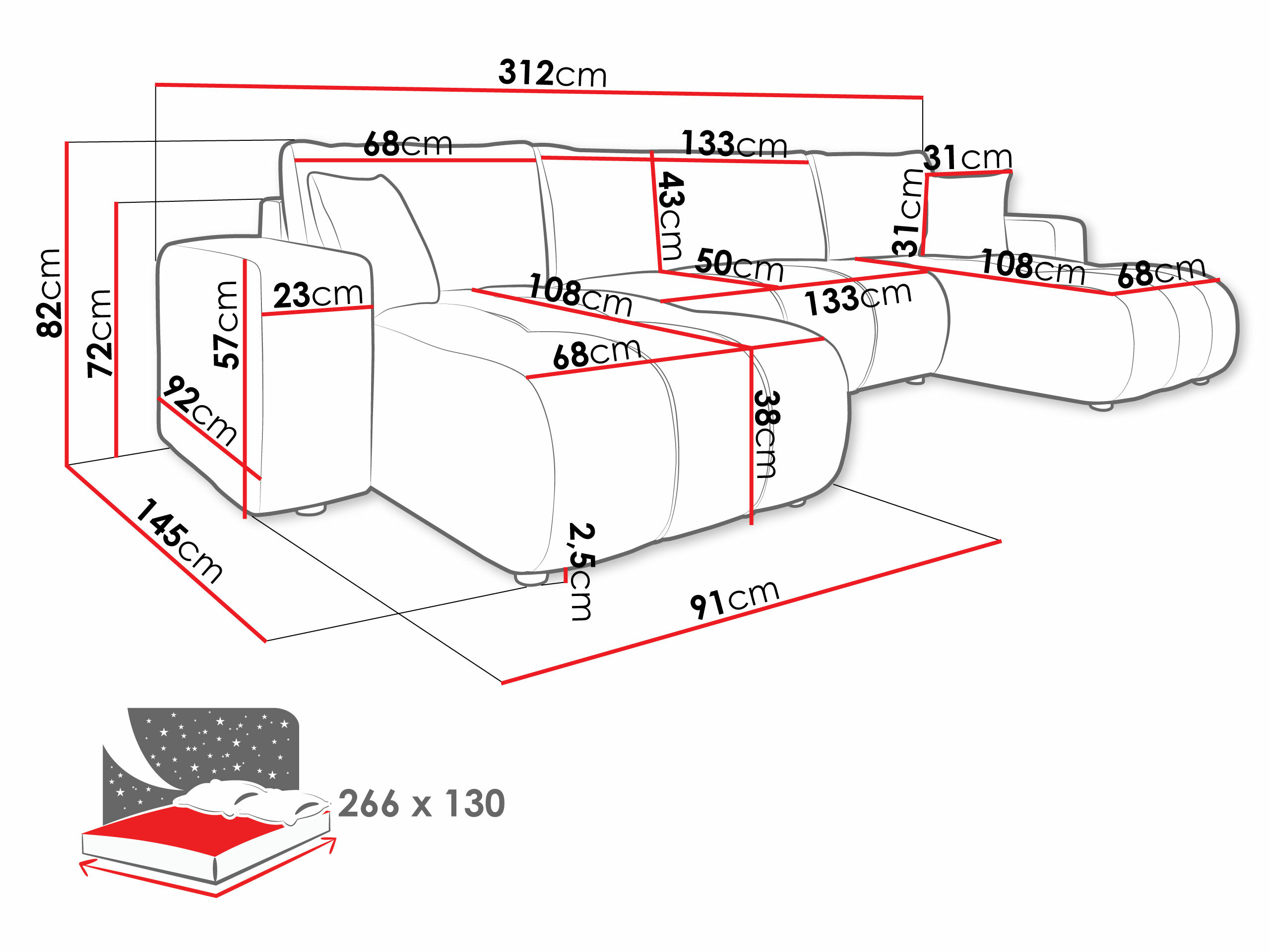 Ugaona sofa Comfivo 426 (Velo 635)