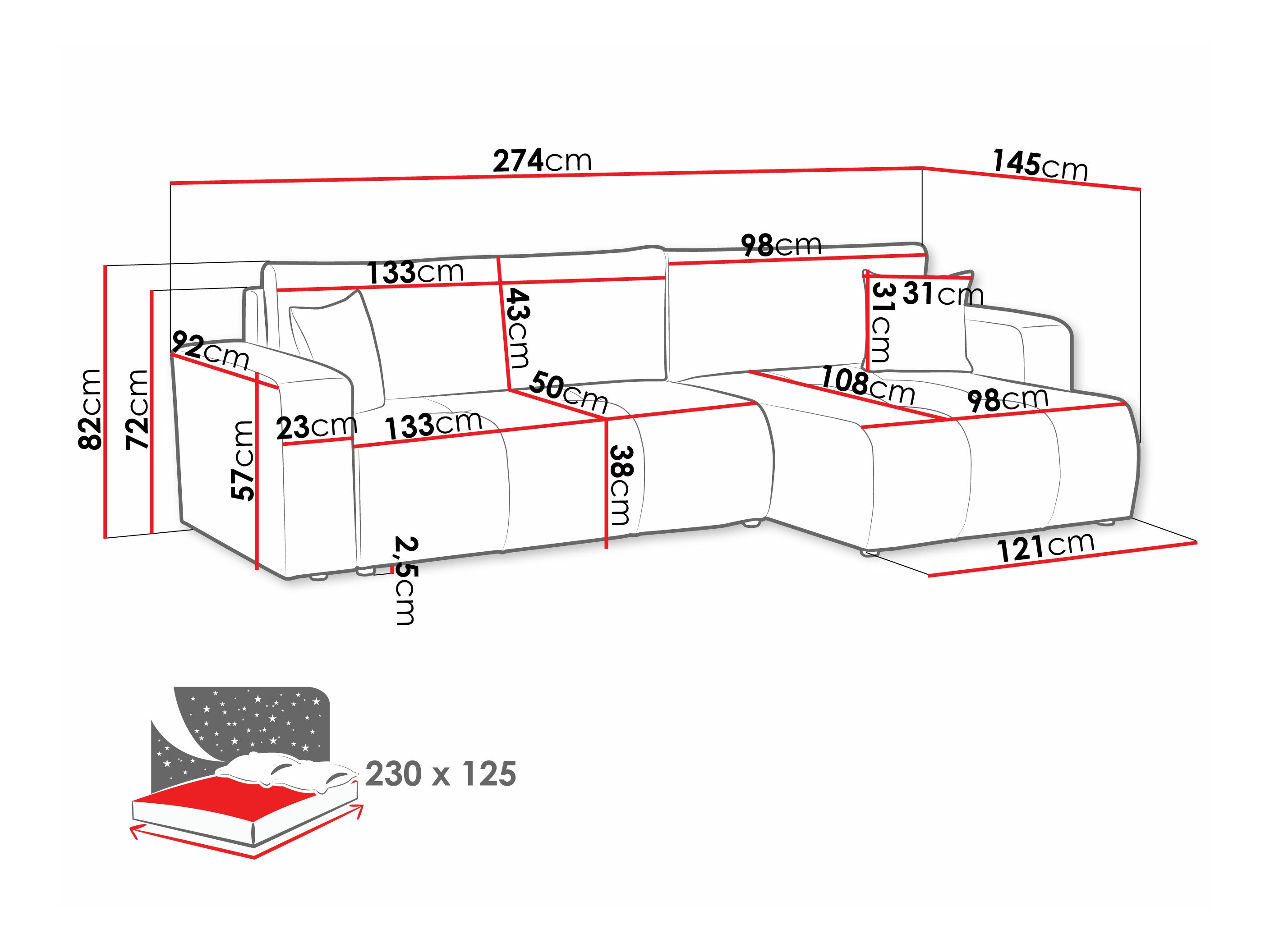 Ugaona sofa Comfivo 425 (Velo 627)
