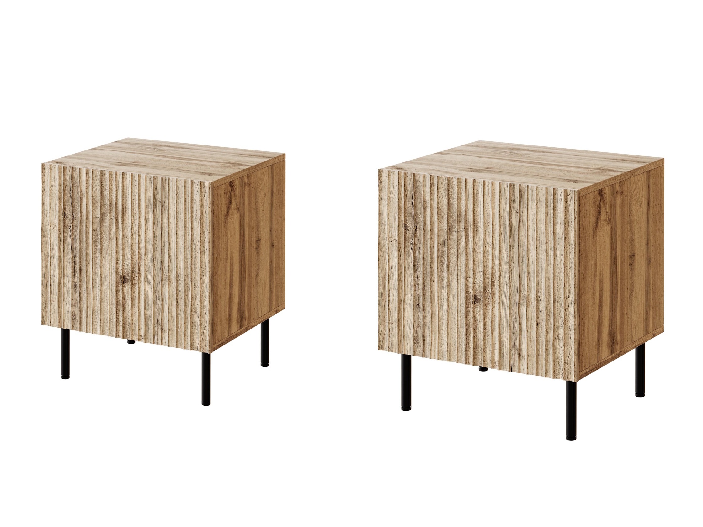 Set noćnih ormarića Lorelbo 102 (Вотан храст + Crno)