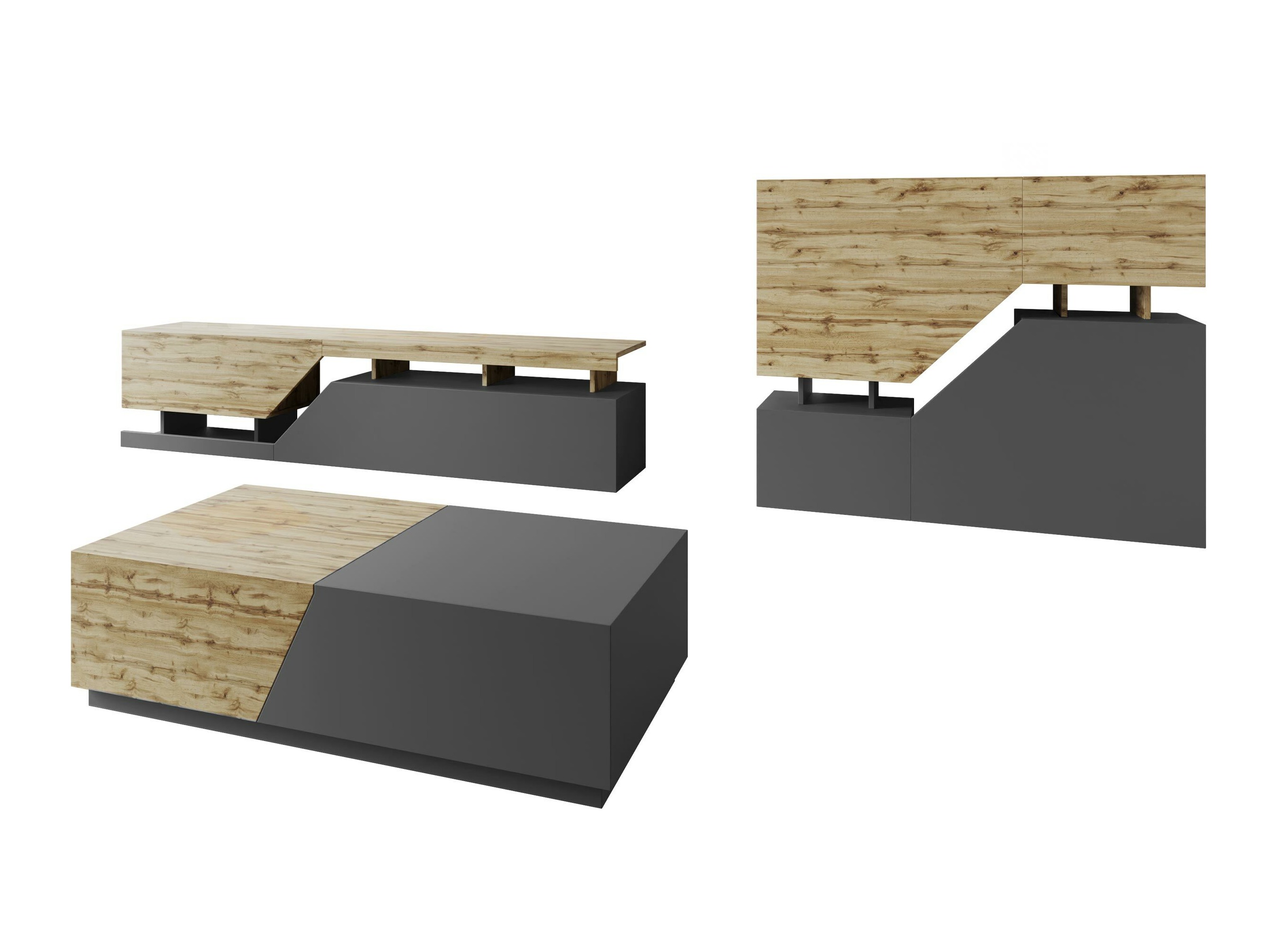 Set za dnevnu sobu Comfivo Daldune 105 (Antricit (ugalj) + Вотан храст)