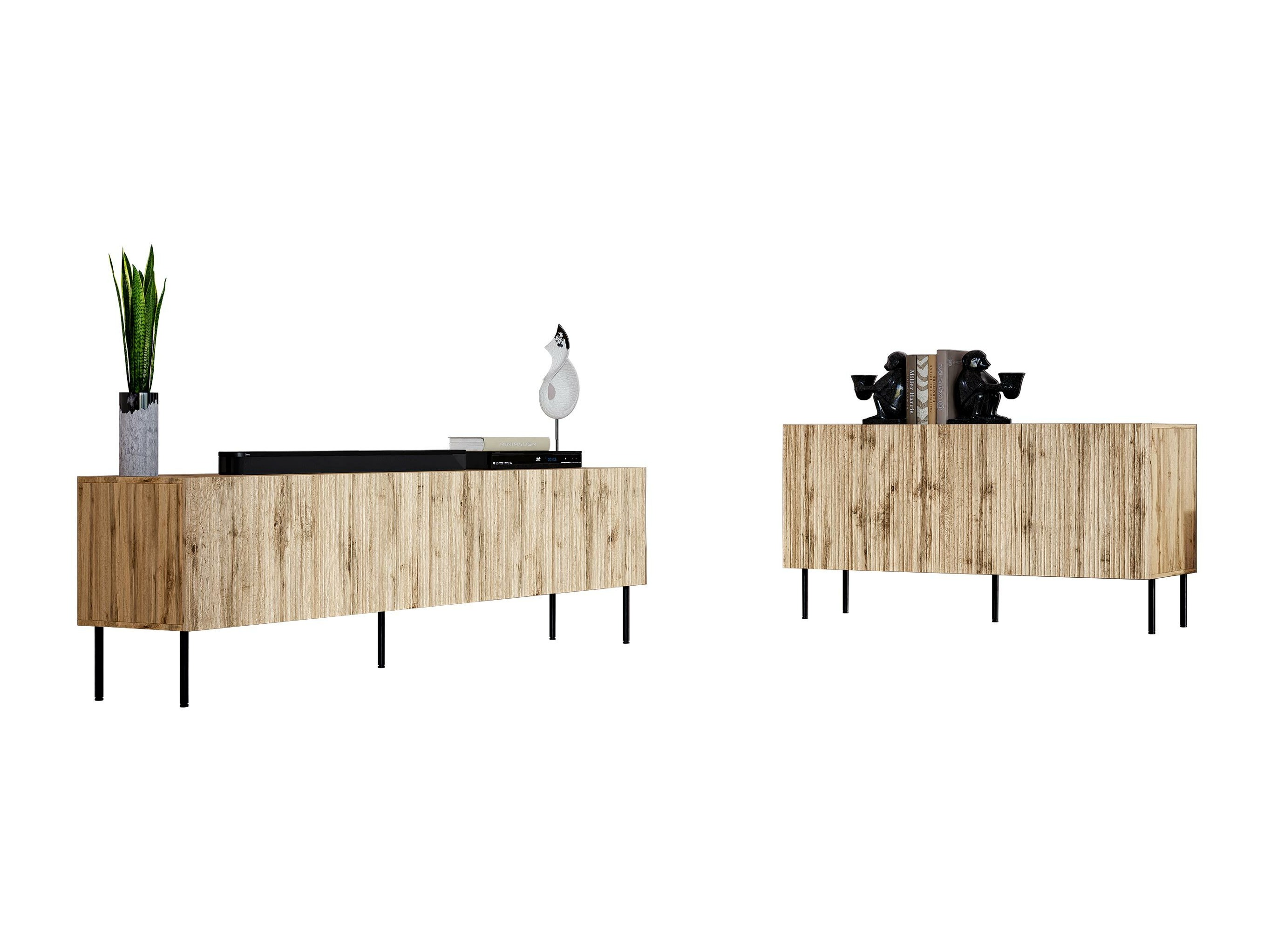 Set za dnevnu sobu Lorelbo 104 (Вотан храст + Crno)