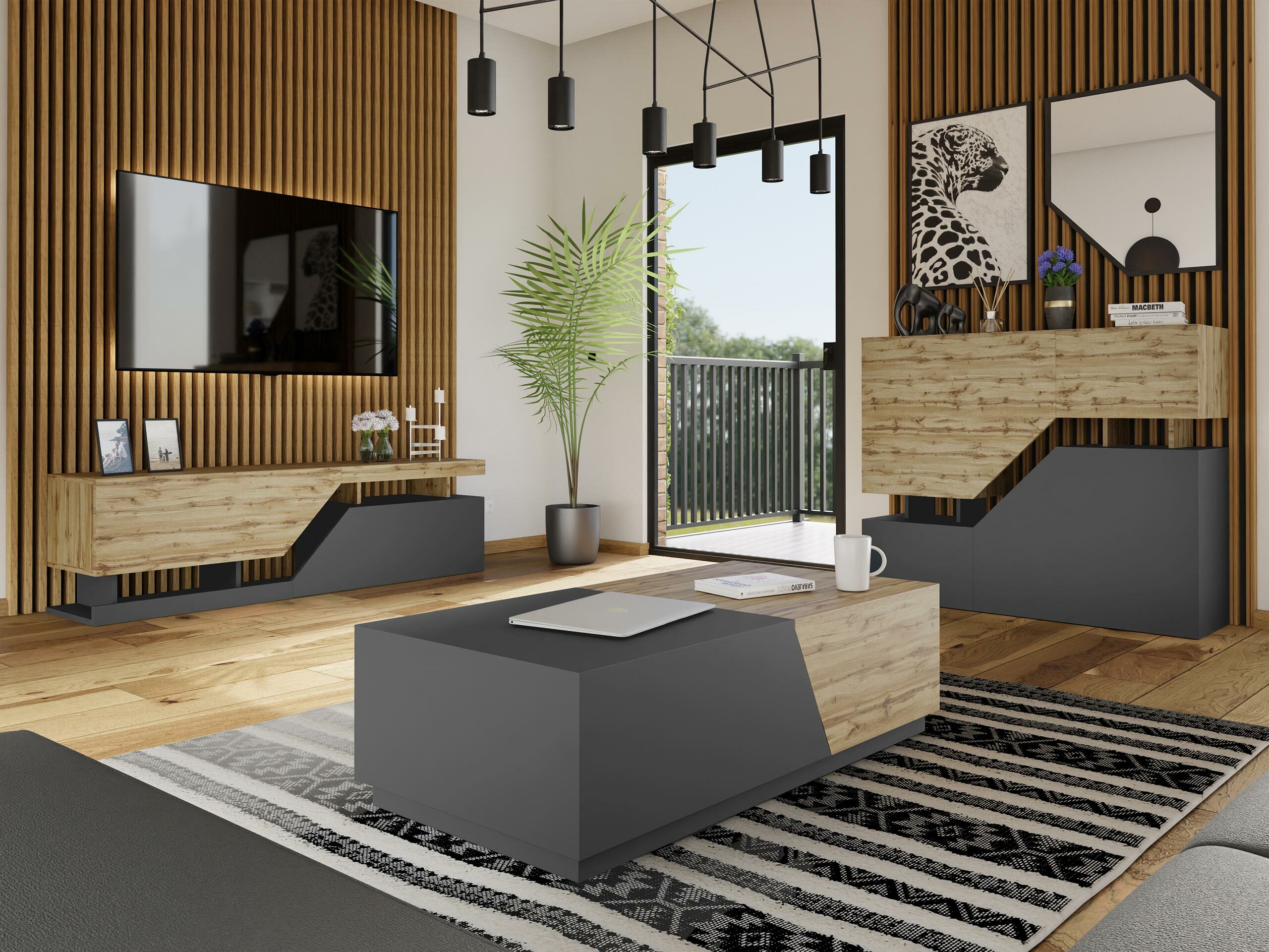 Stočić za kafu Comfivo Daldune 102 (Antricit (ugalj) + Вотан храст)