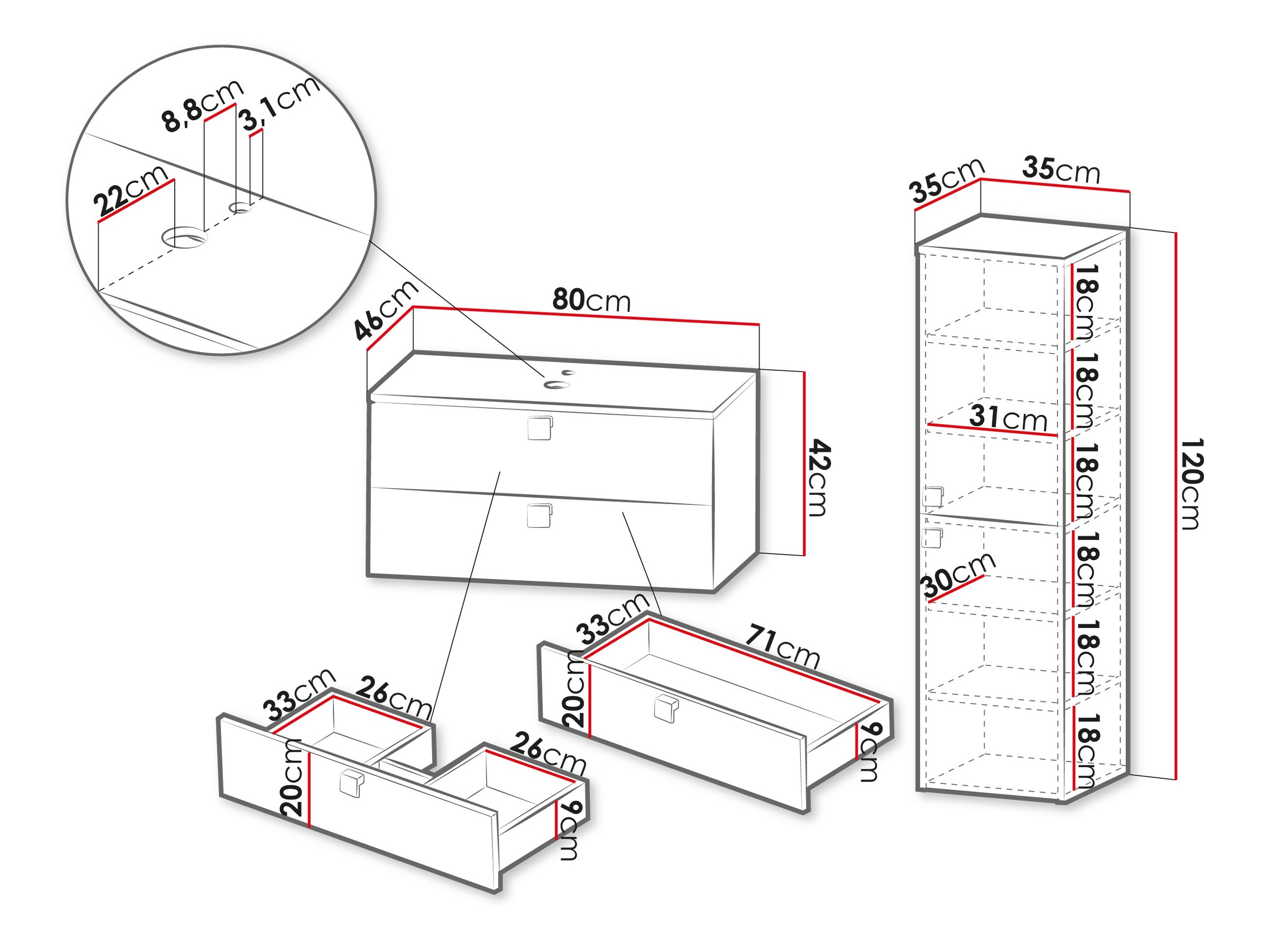 Set za kupatilo Orlvera 103 (Svetlobraon)