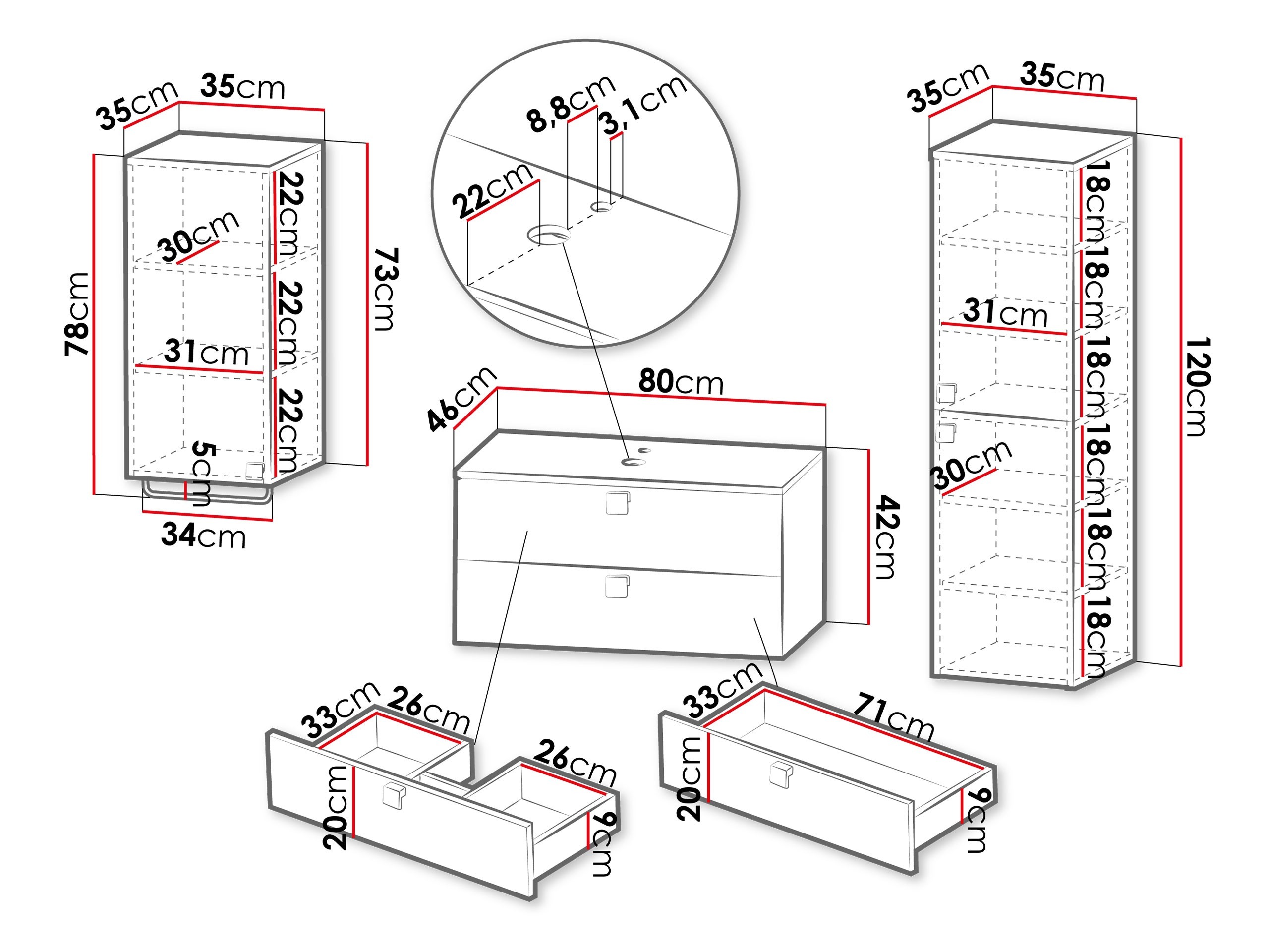 Set za kupatilo Orlvera 105 (Svetlobraon)