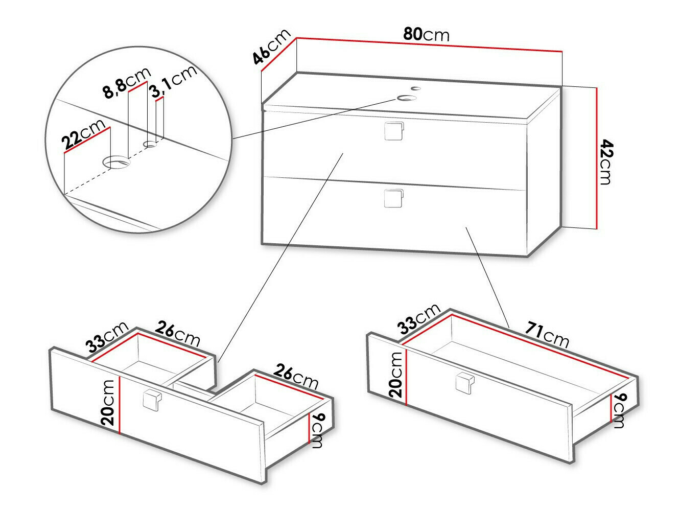 Viseći kupatilski element za lavabo Orlvera 102 (Belo)