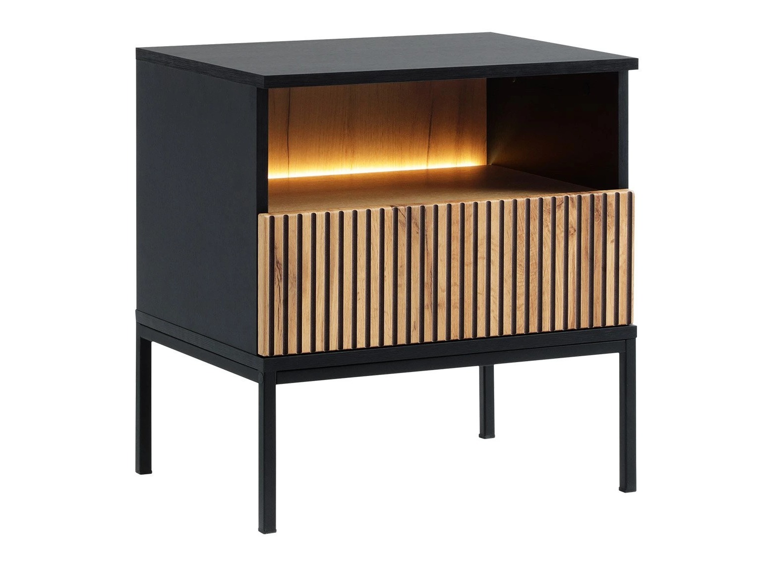 Noćni ormarić Soferi 110 (Crno + Вотан храст)