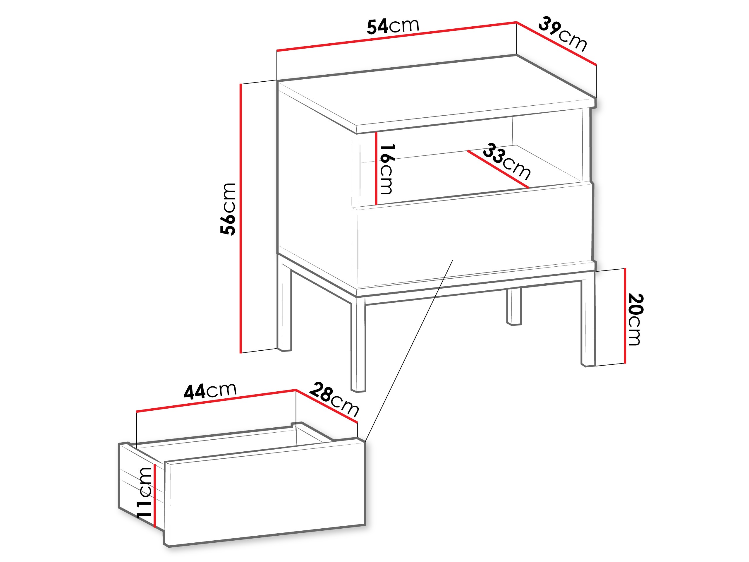 Noćni ormarić Soferi 110 (Kašmir)