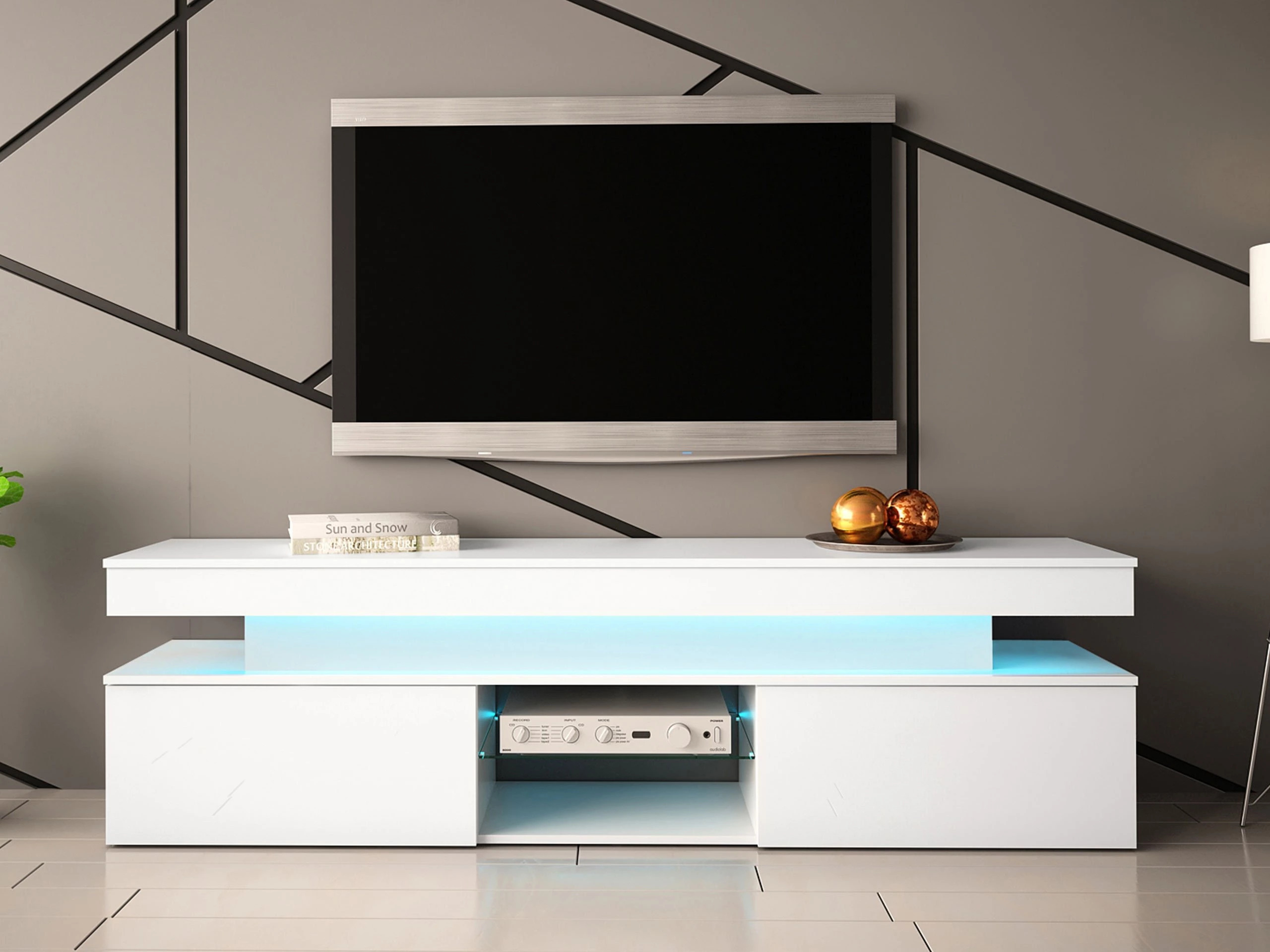 TV komoda Monfero (Belo + Sjajno belo)