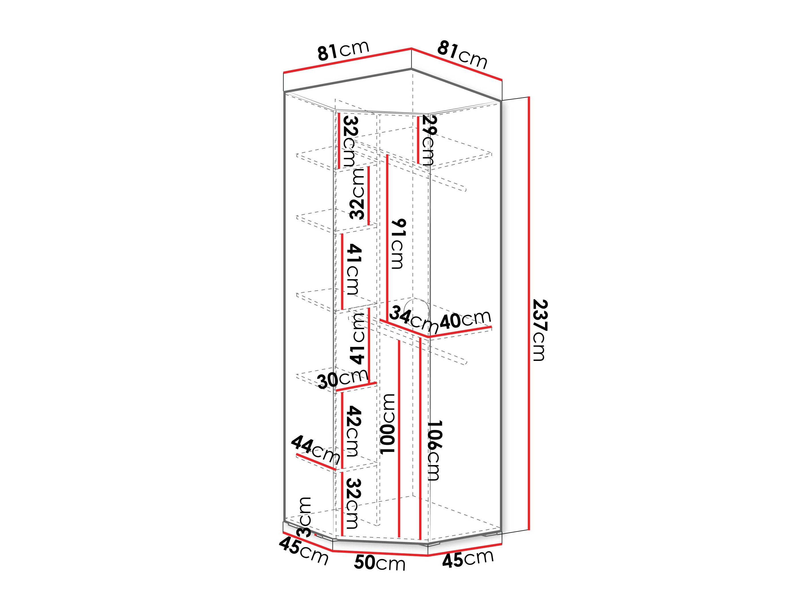 Ugaoni ormar Hartford 568 (Belo)
