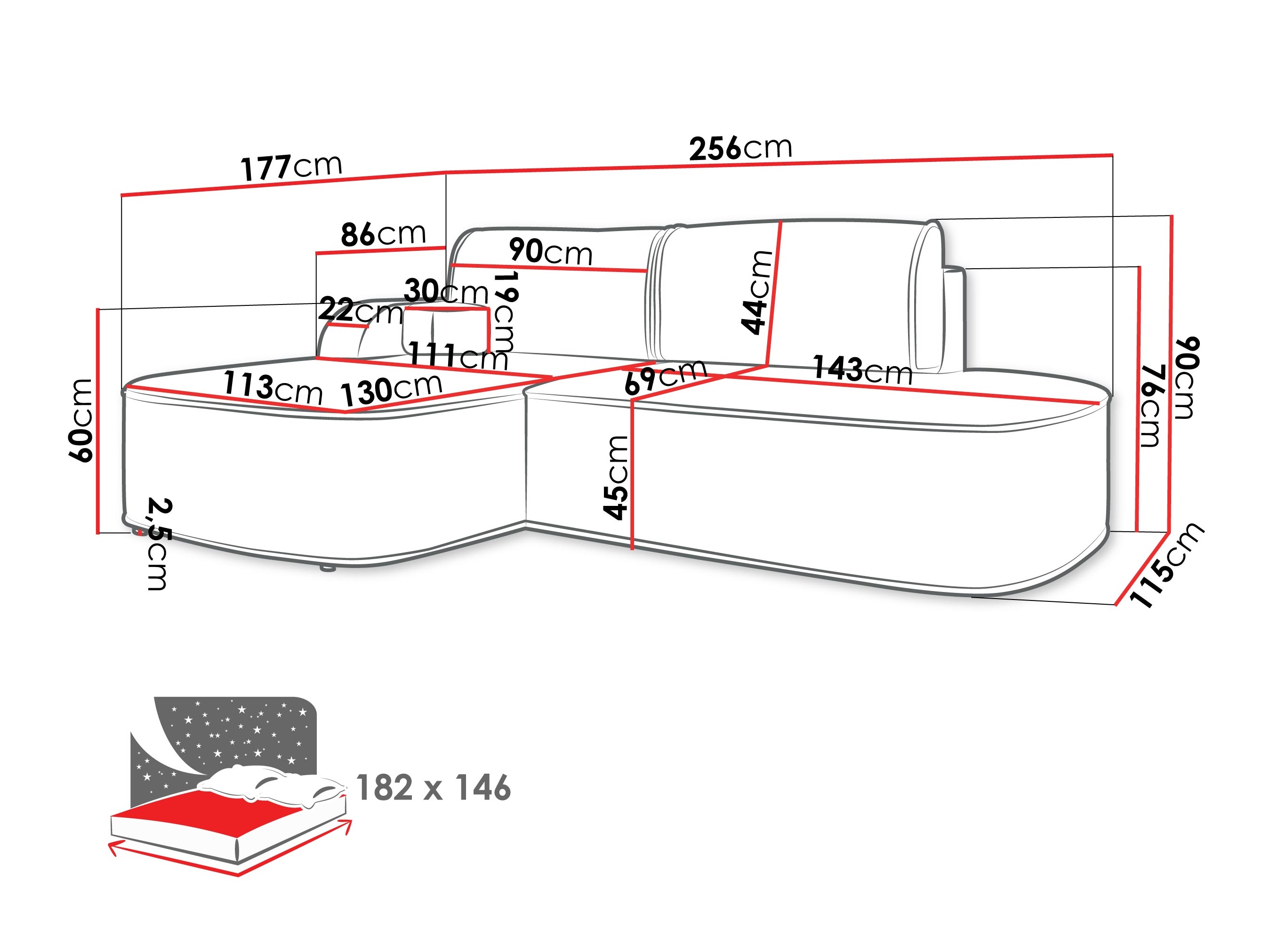 Ugaona sofa Comfivo 464 (Coral 50)