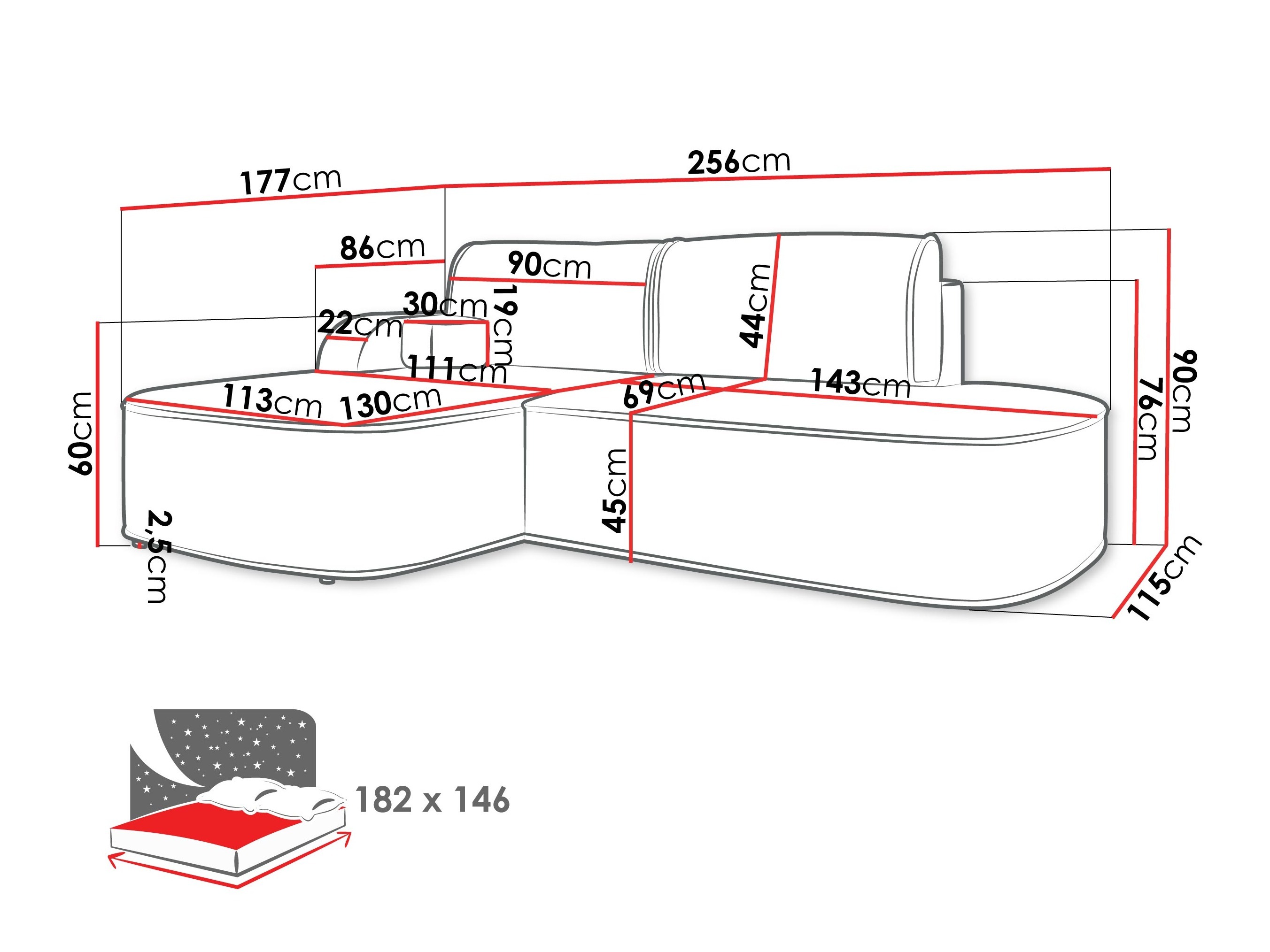 Ugaona sofa Comfivo 464 (Coral 65)