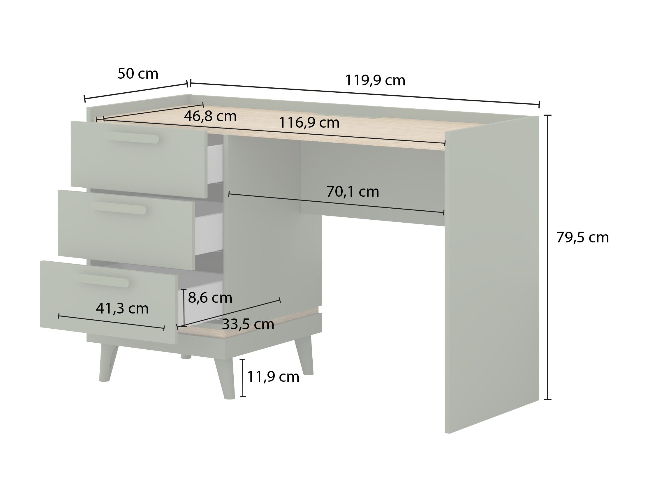 Kancelarijski sto Fertalu 103 (Zelena + Hrast)