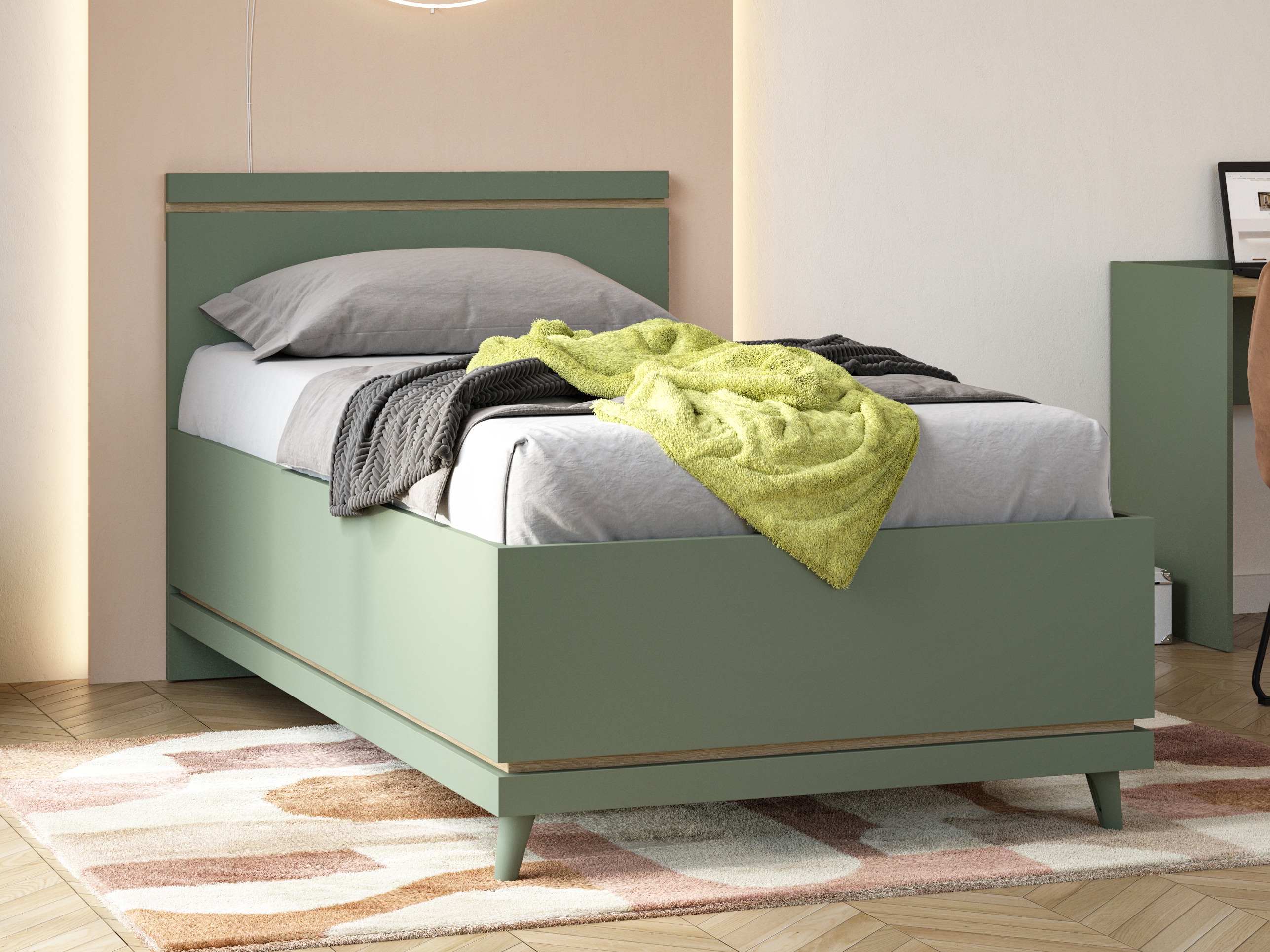 Krevet Fertalu 107 (Zelena + Hrast)