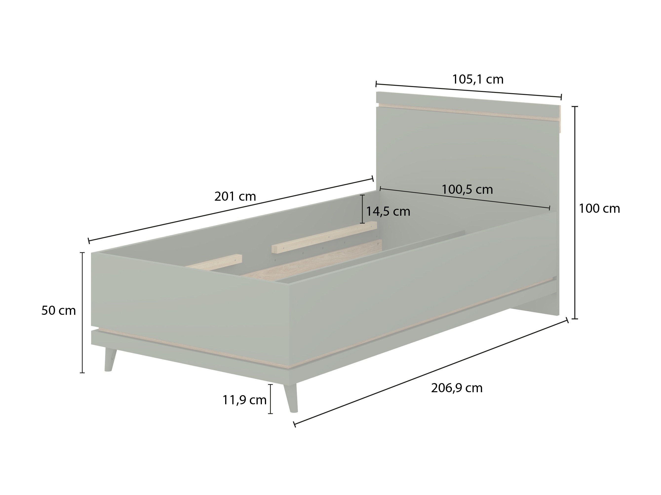 Krevet Fertalu 107 (Zelena + Hrast)