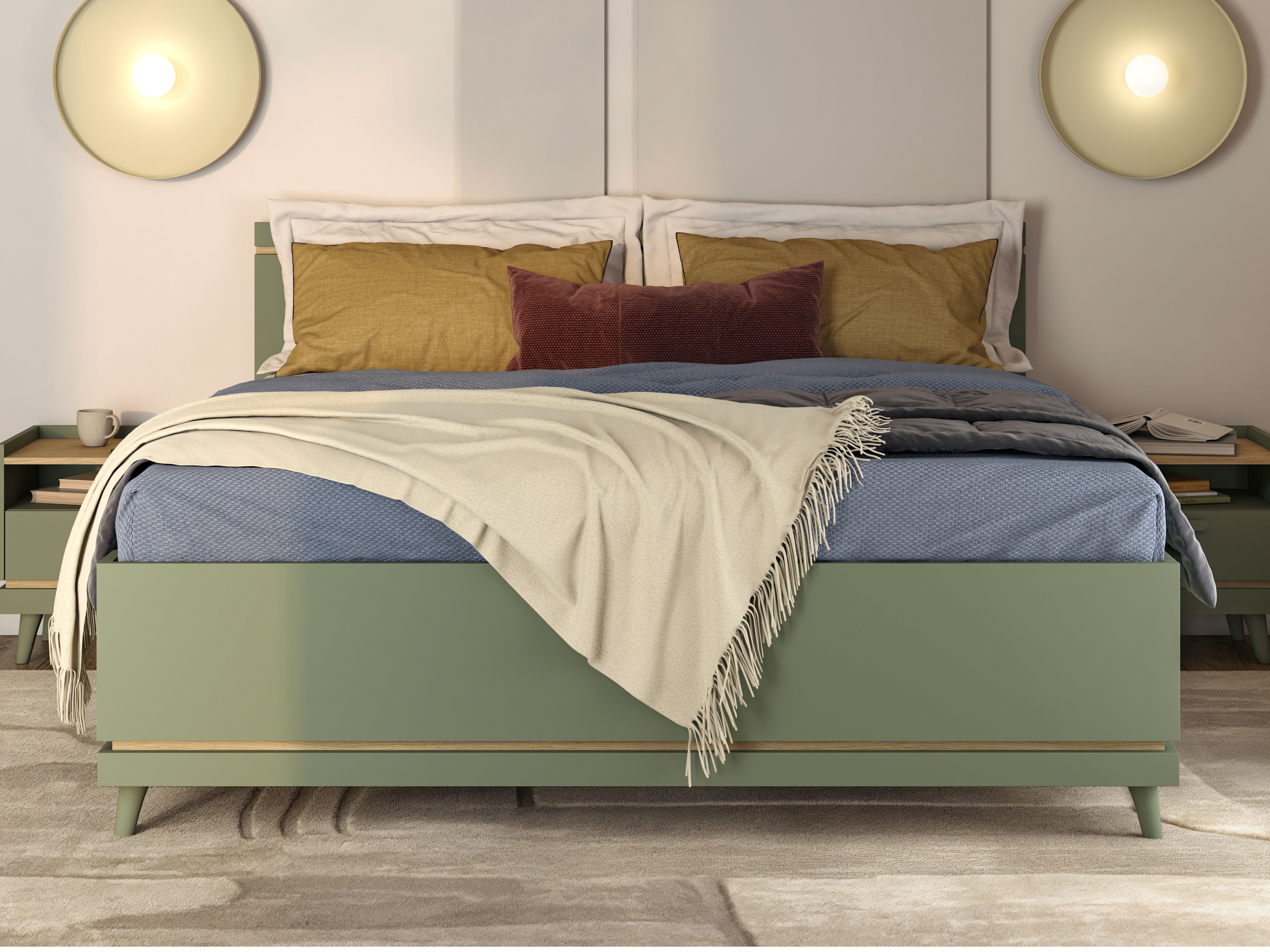 Krevet Fertalu 107 (Zelena + Hrast)