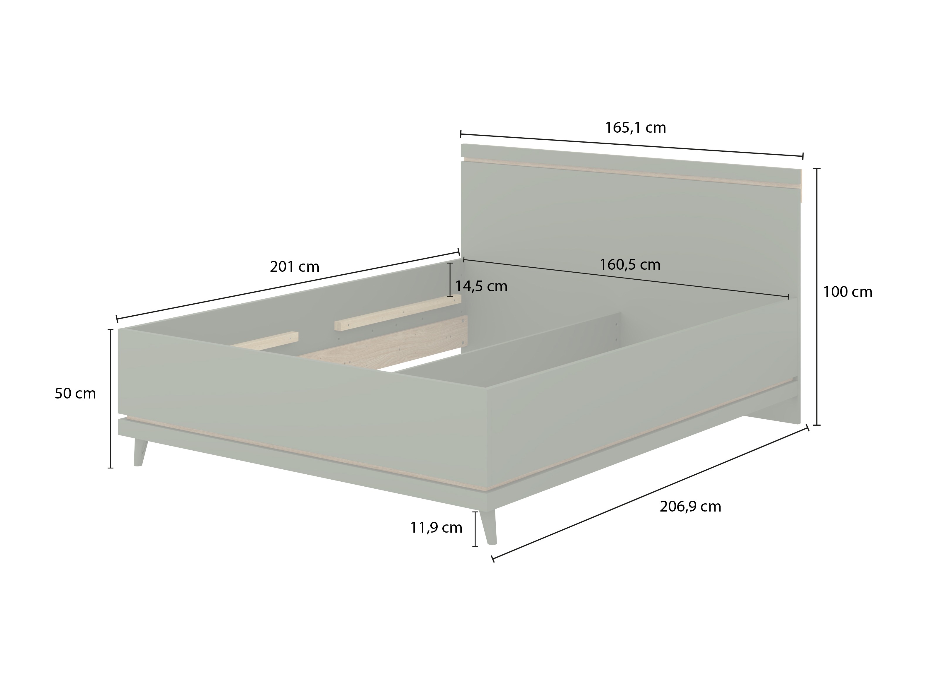 Krevet Fertalu 107 (Zelena + Hrast)