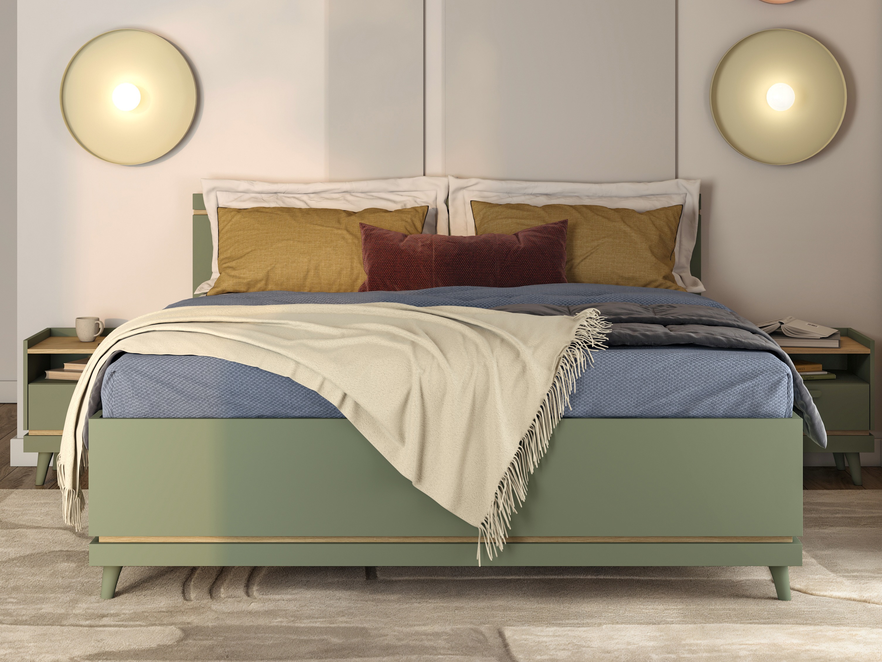 Krevet Fertalu 107 (Zelena + Hrast)