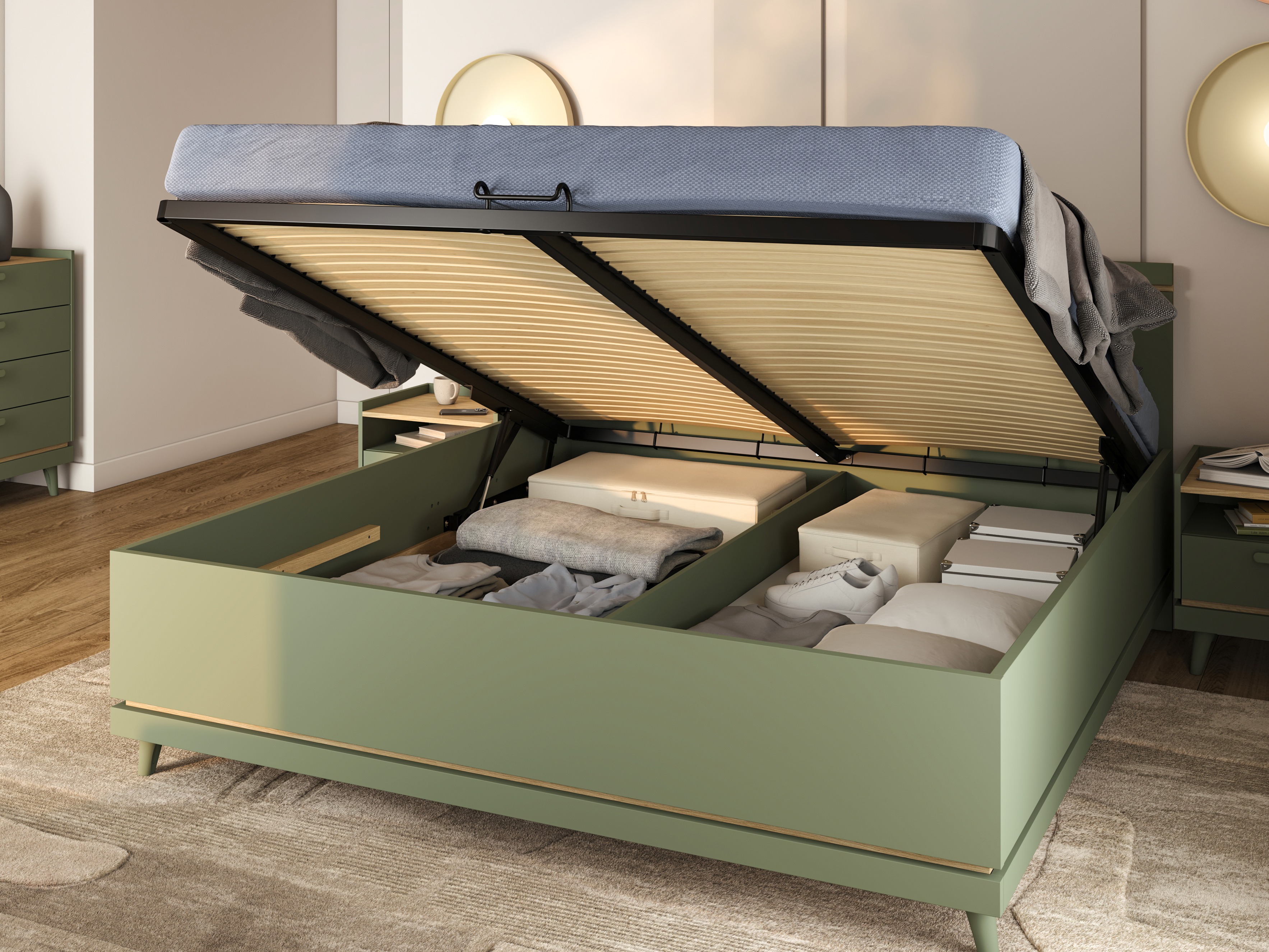 Krevet Fertalu 107 (Zelena + Hrast)