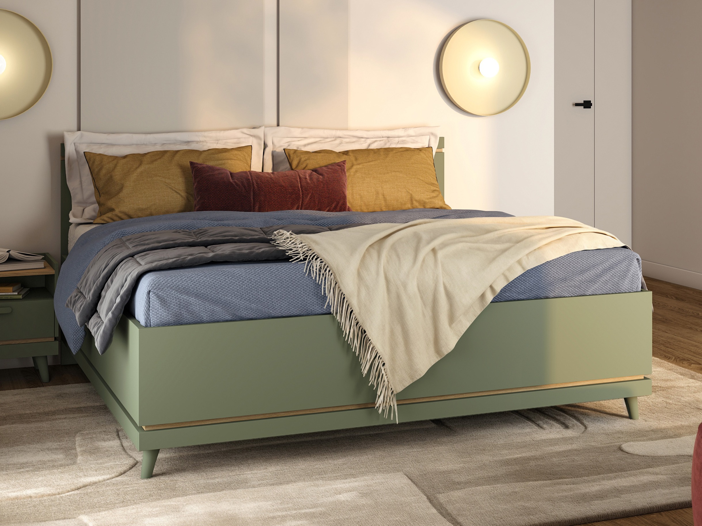 Krevet Fertalu 107 (Zelena + Hrast)