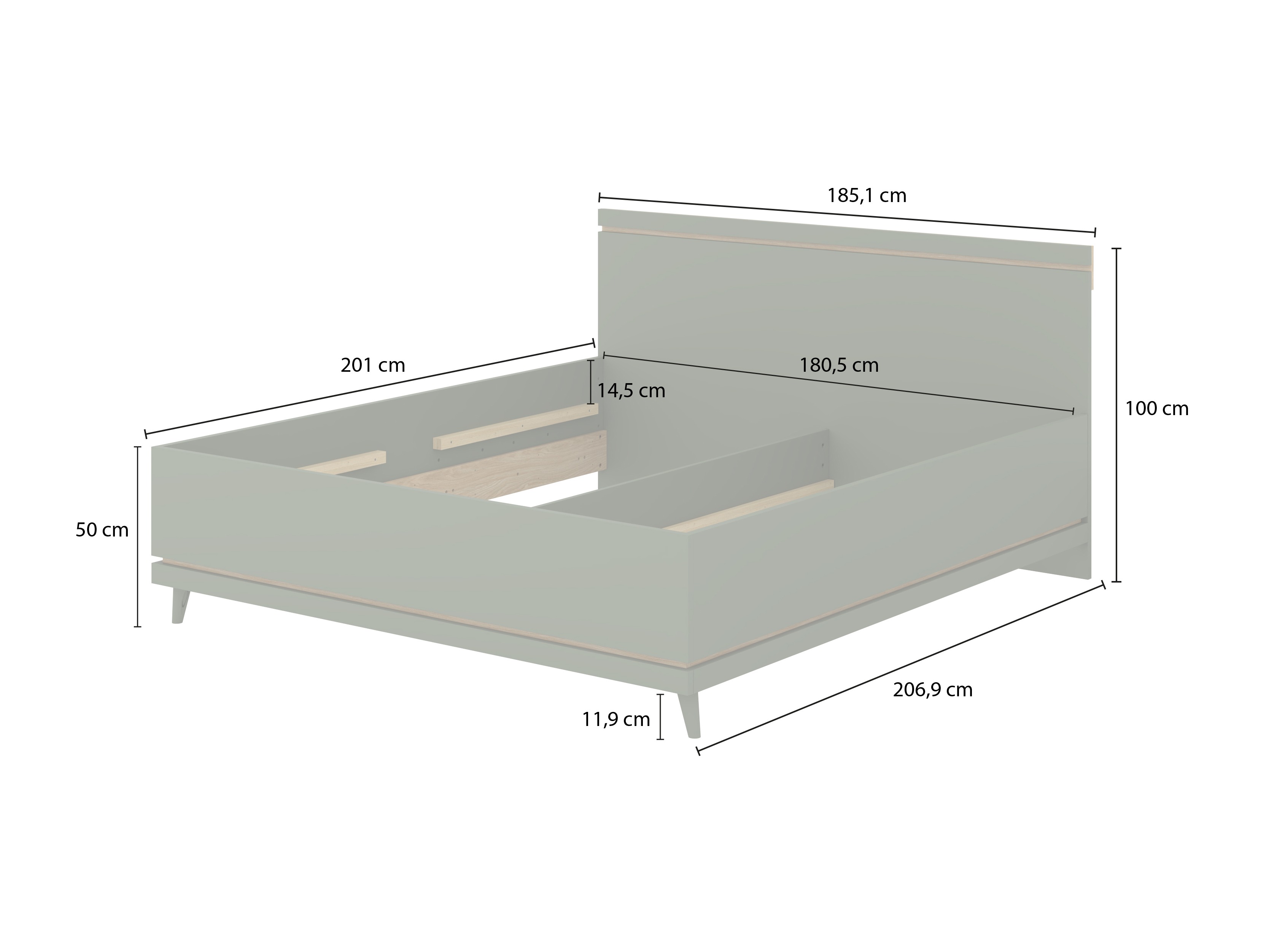 Krevet Fertalu 107 (Zelena + Hrast)