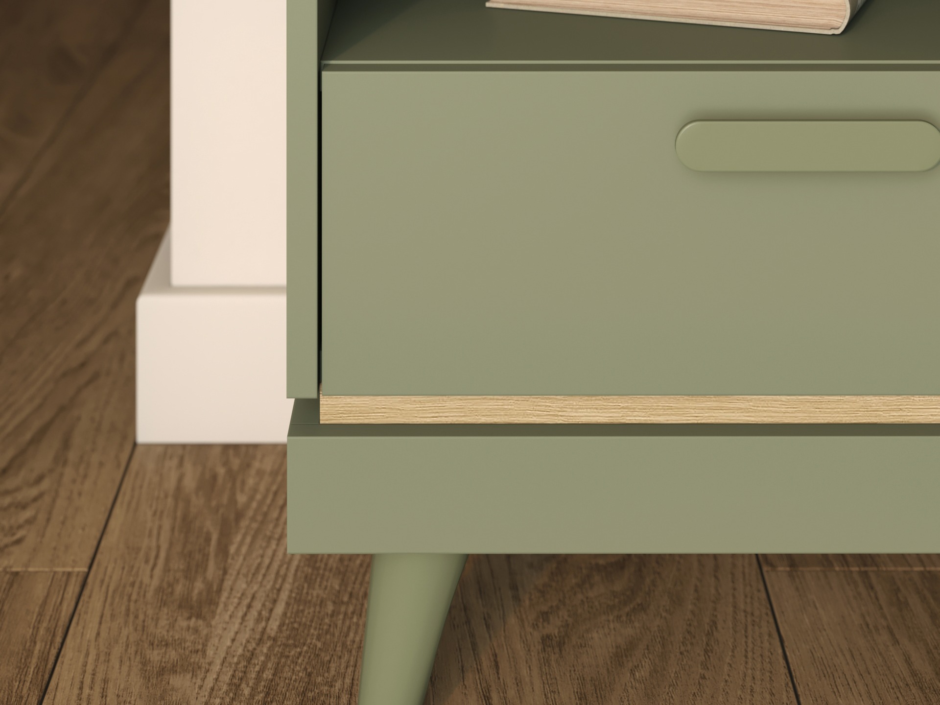 Noćni ormarić Fertalu 102 (Zelena + Hrast)