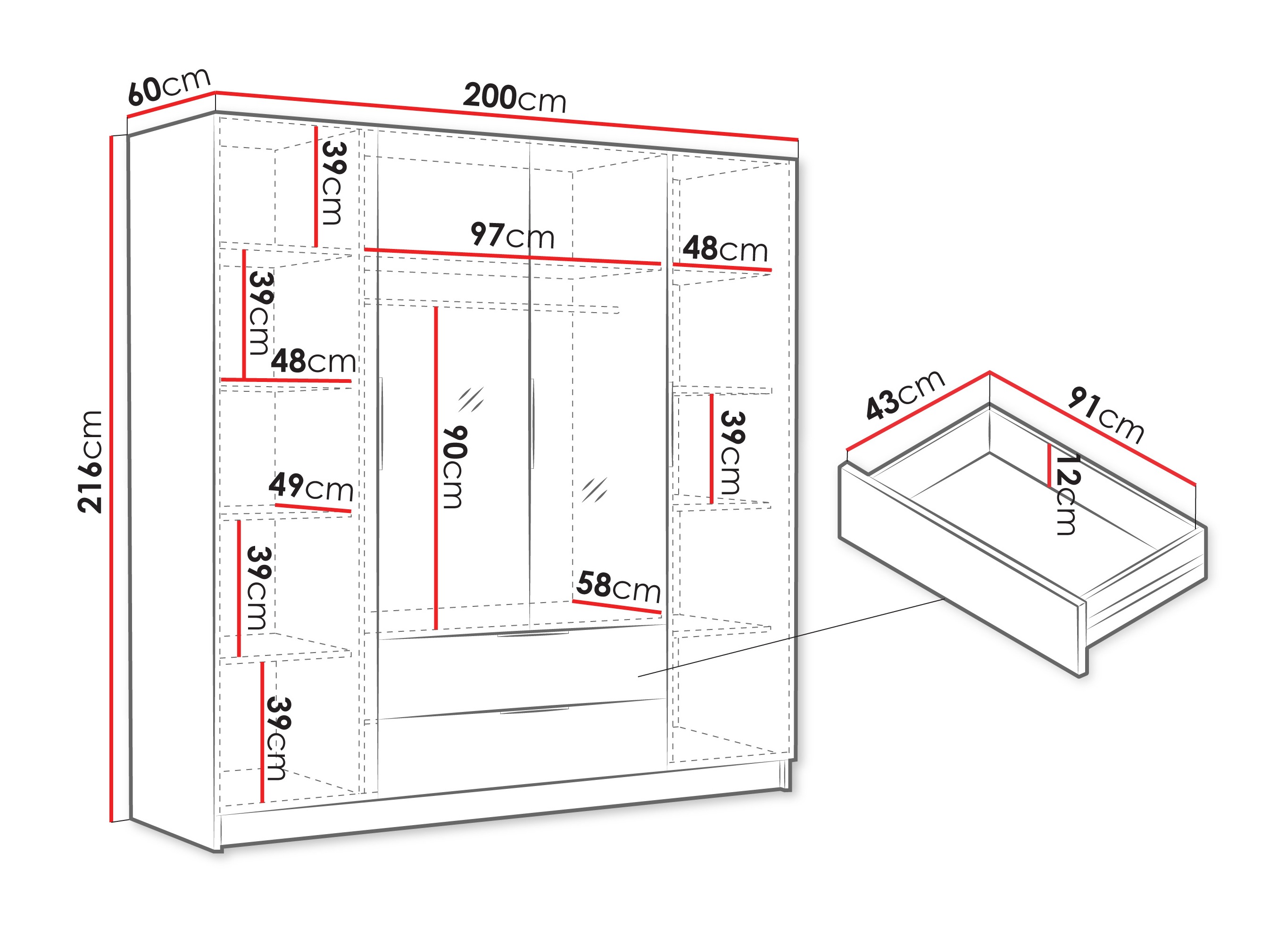 Ormar Closico 201 (Crno)