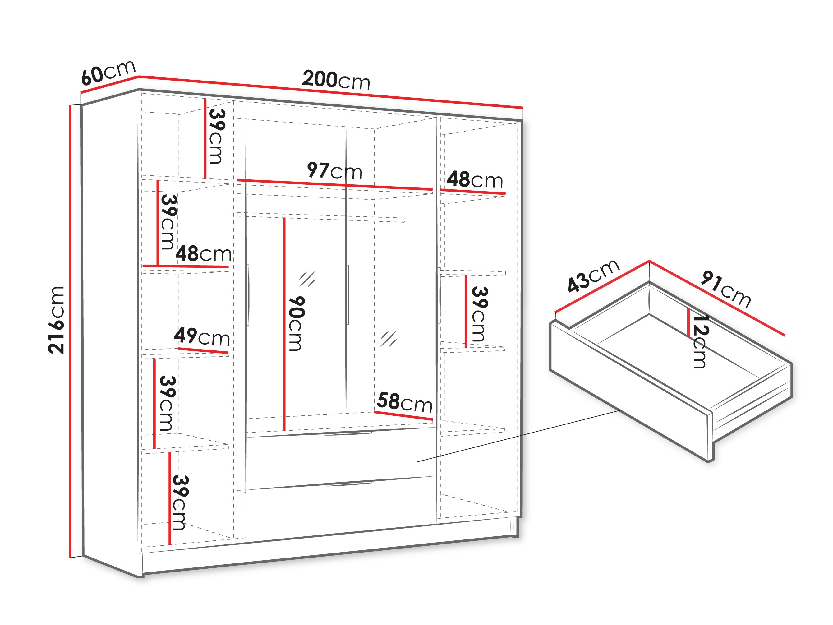 Ormar Closico 201 (Crno)