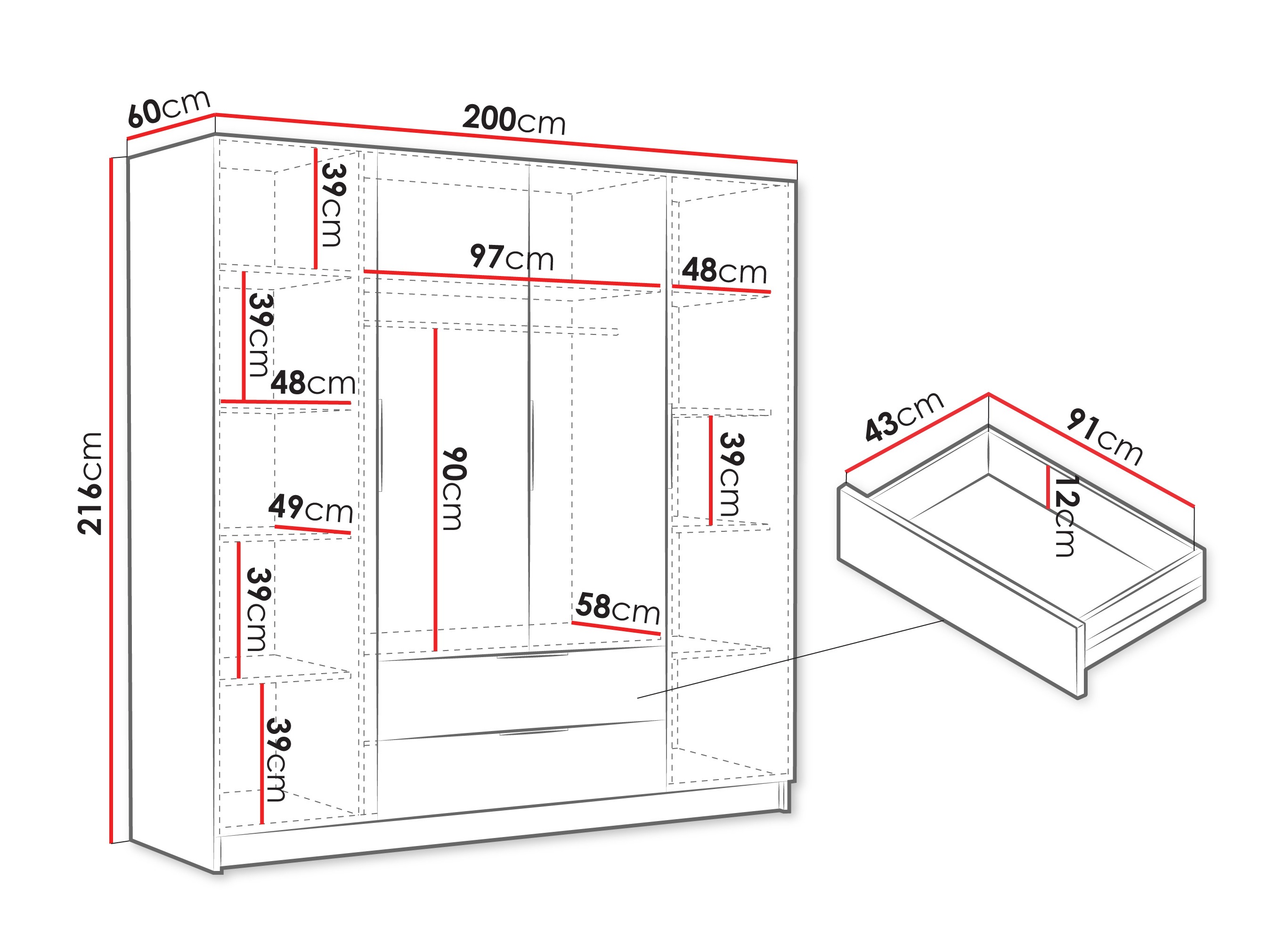Ormar Closico 202 (Crno)