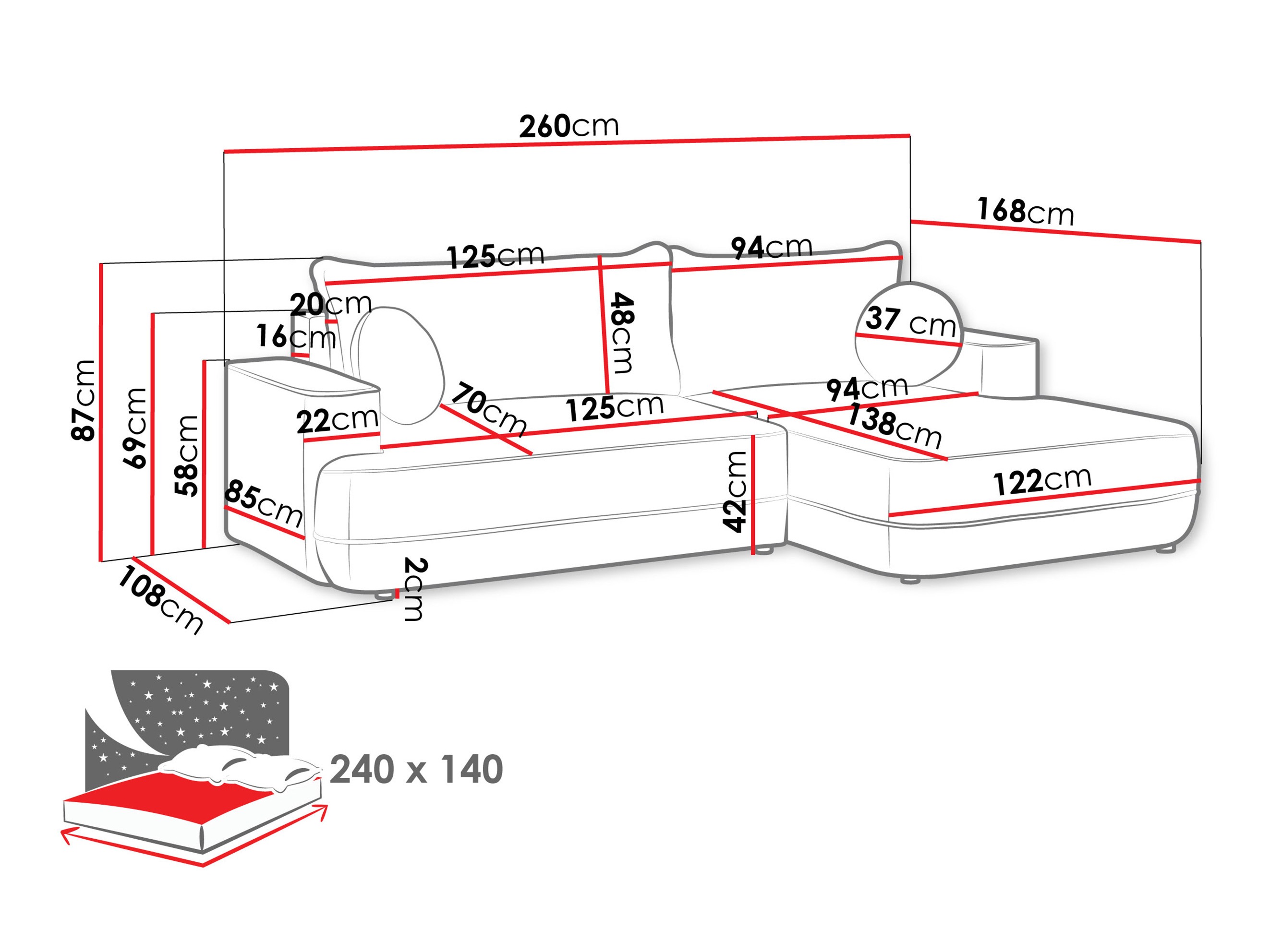 Ugaona sofa Bountiful 101 (Velo 623)