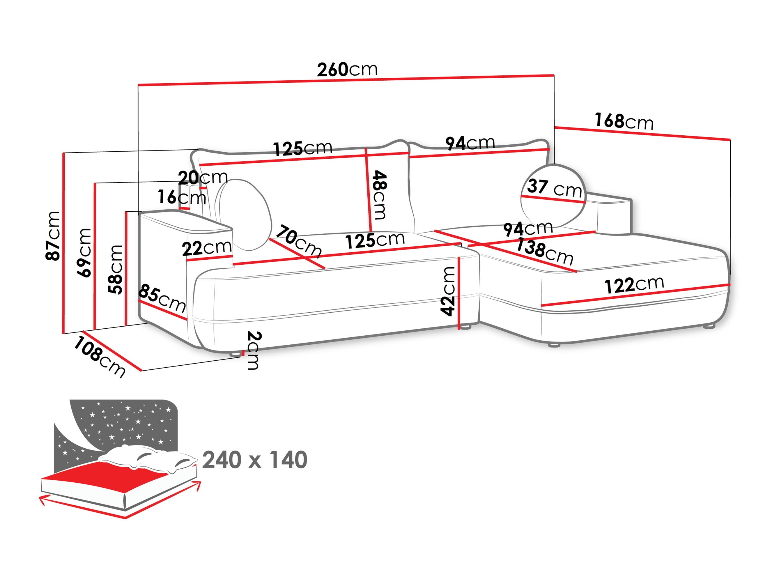 Ugaona sofa Bountiful 101 (Velo 633)