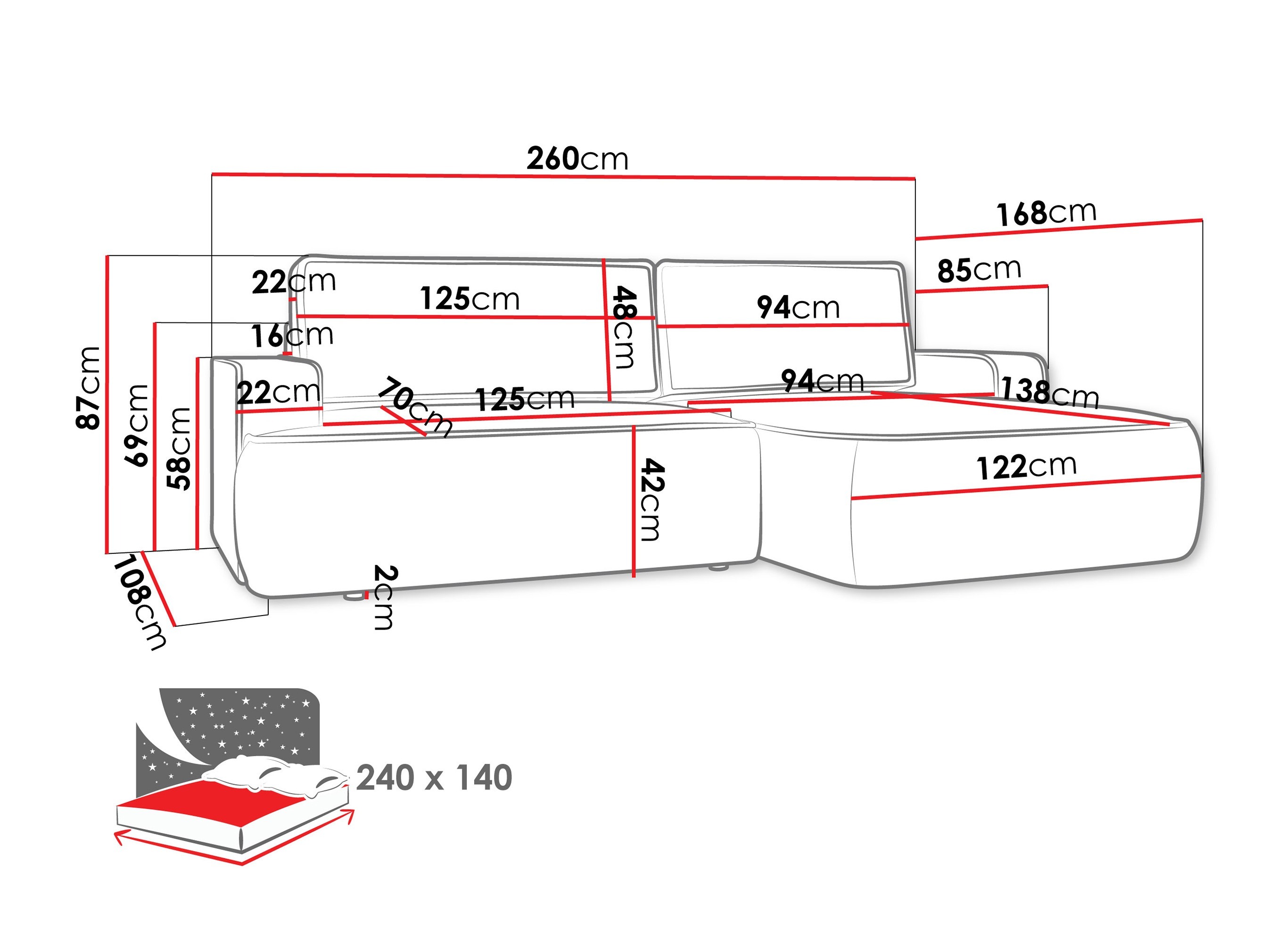 Ugaona sofa Bountiful 102 (Velo 621)