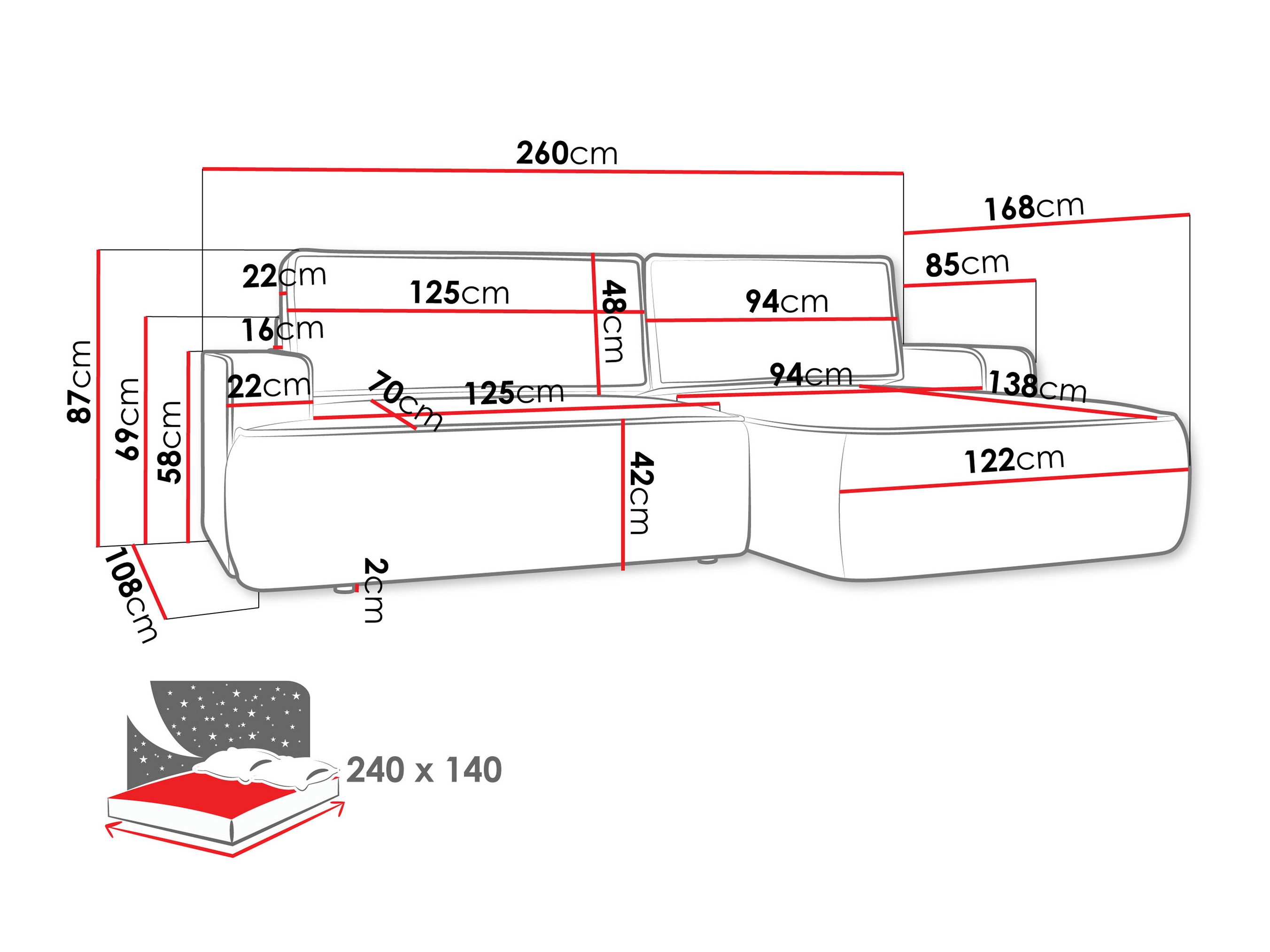 Ugaona sofa Bountiful 102 (Velo 621)