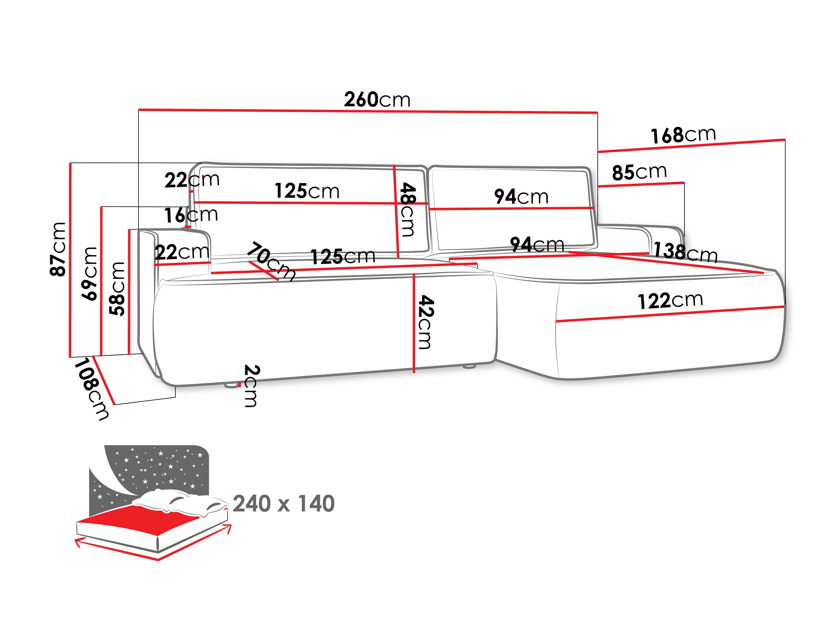Ugaona sofa Bountiful 102 (Velo 623)