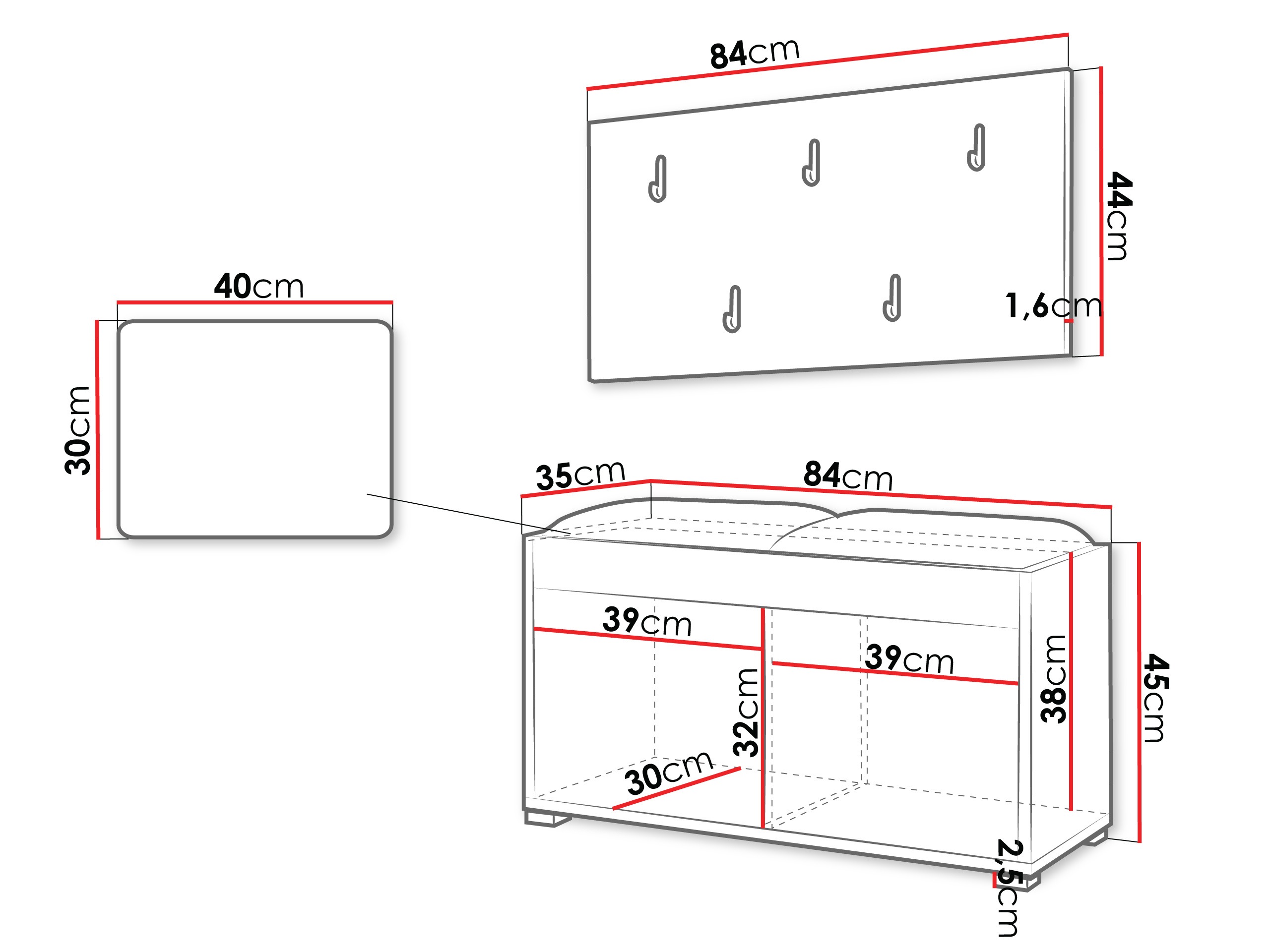 Set za hodnik Comfivo Fersoe 117 (Hrast)