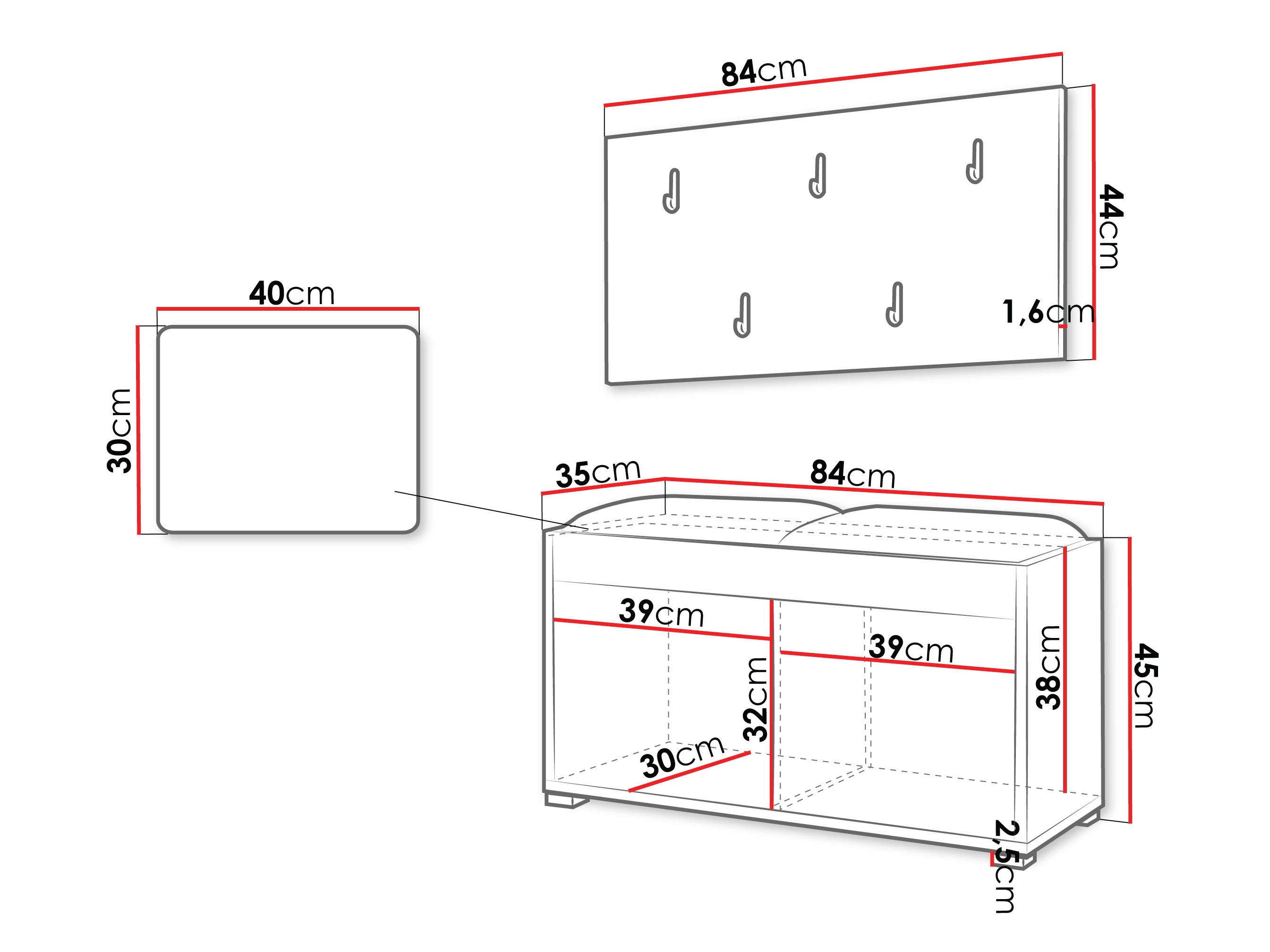 Set za hodnik Comfivo Fersoe 117 (Hrast)