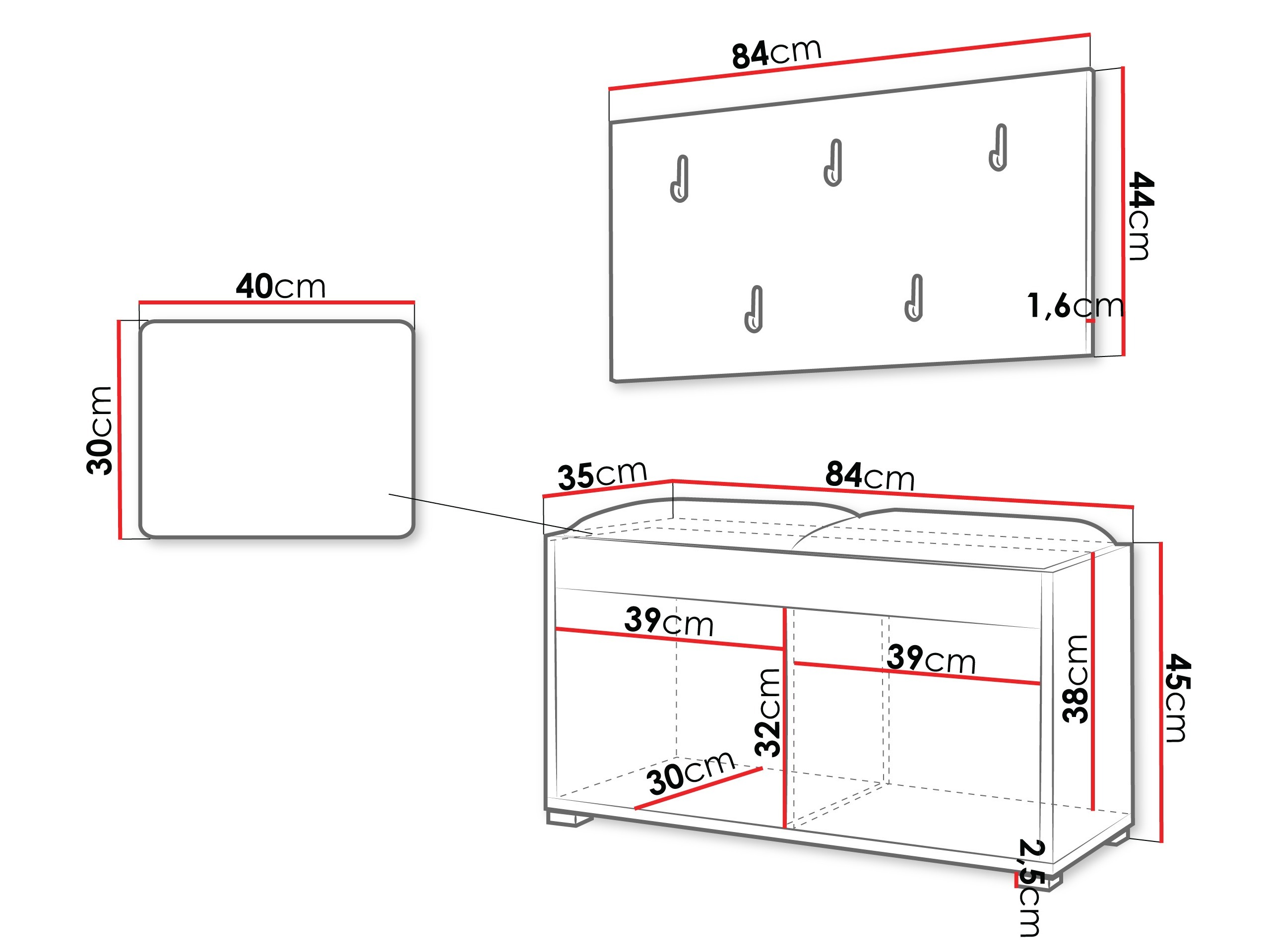 Set za hodnik Comfivo Fersoe 117 (Hrast)