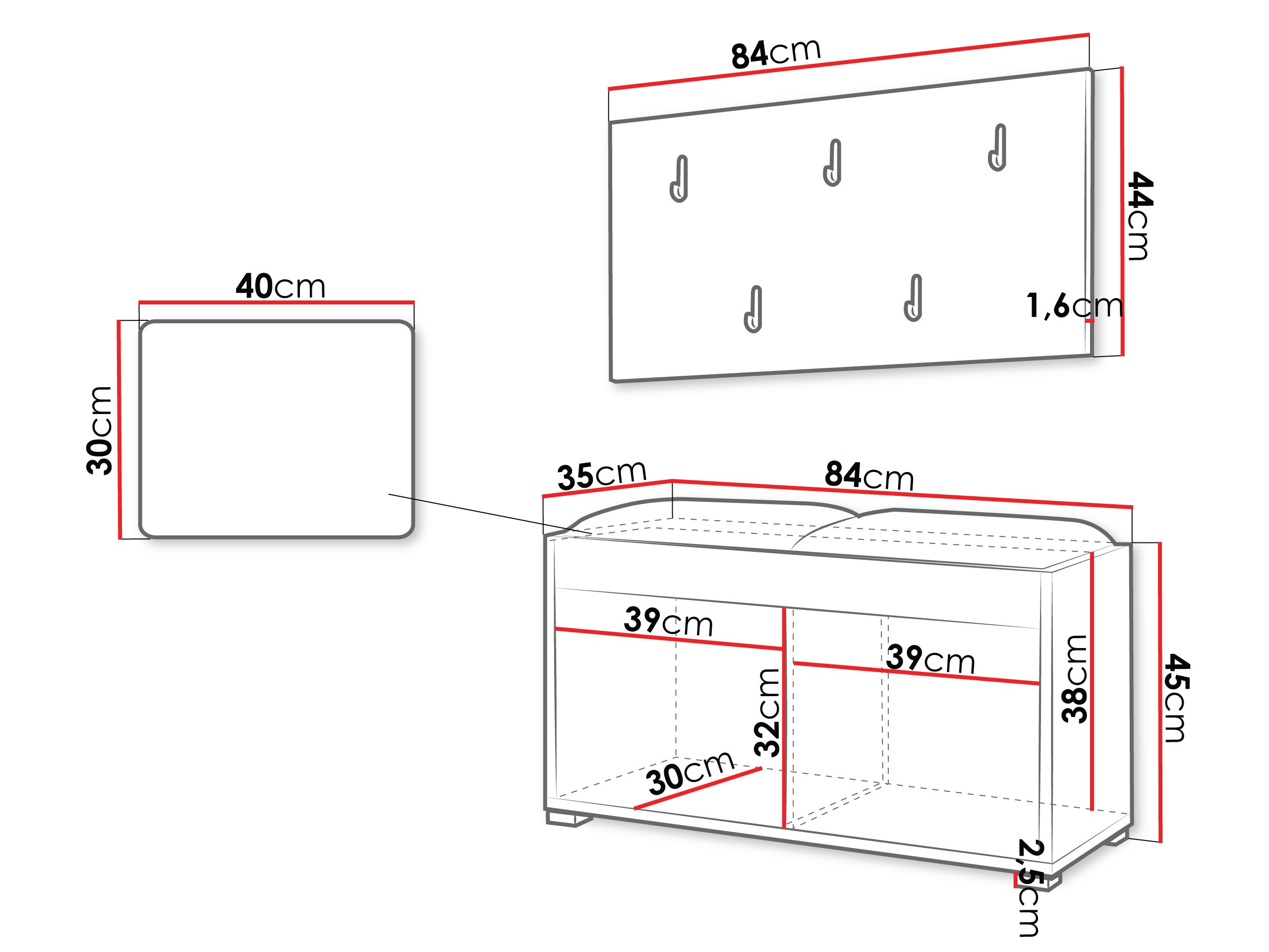Set za hodnik Comfivo Fersoe 117 (Hrast)