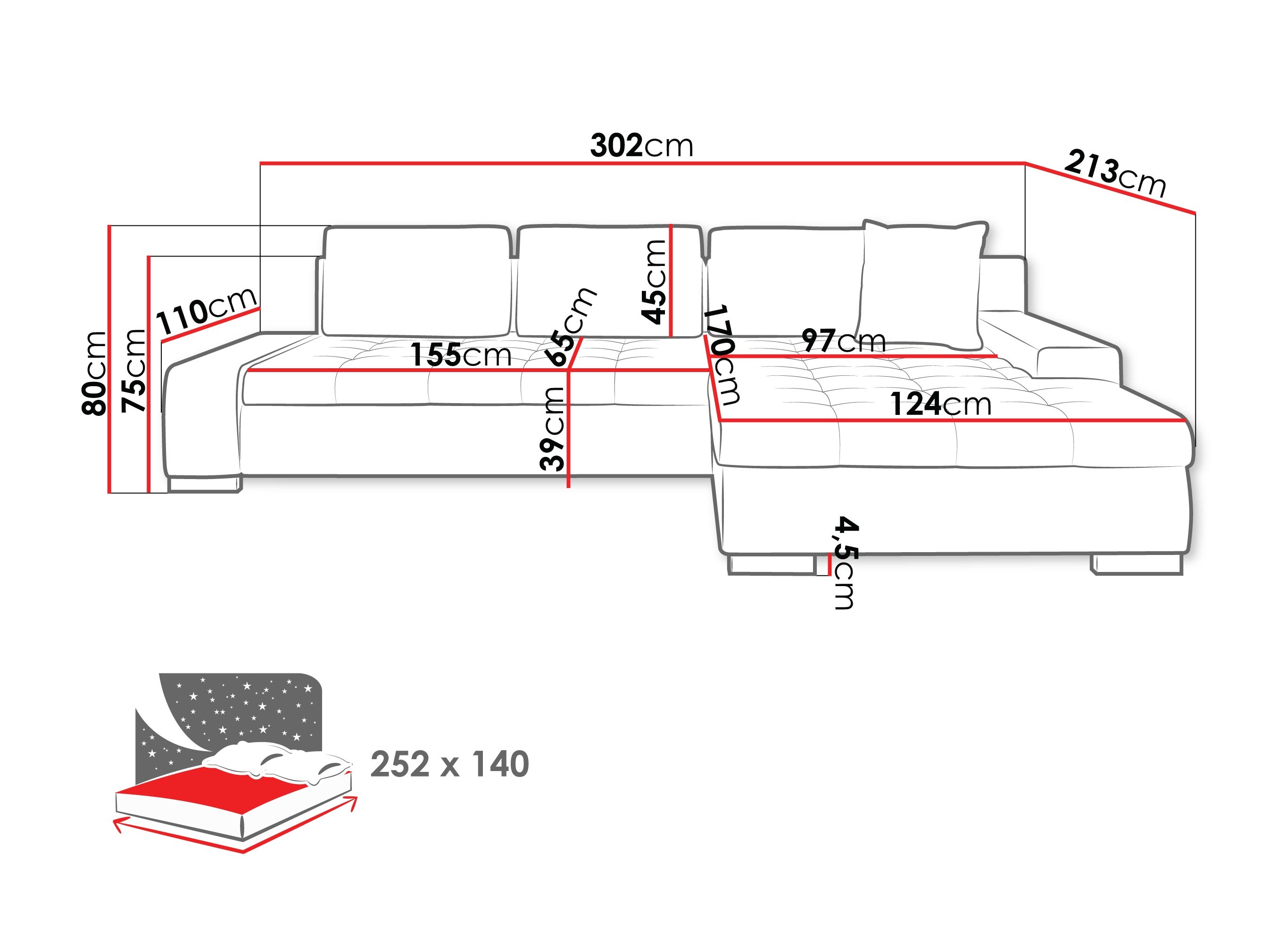 Ugaona sofa Comfivo 147 (Piane 21 + Mokka 03)