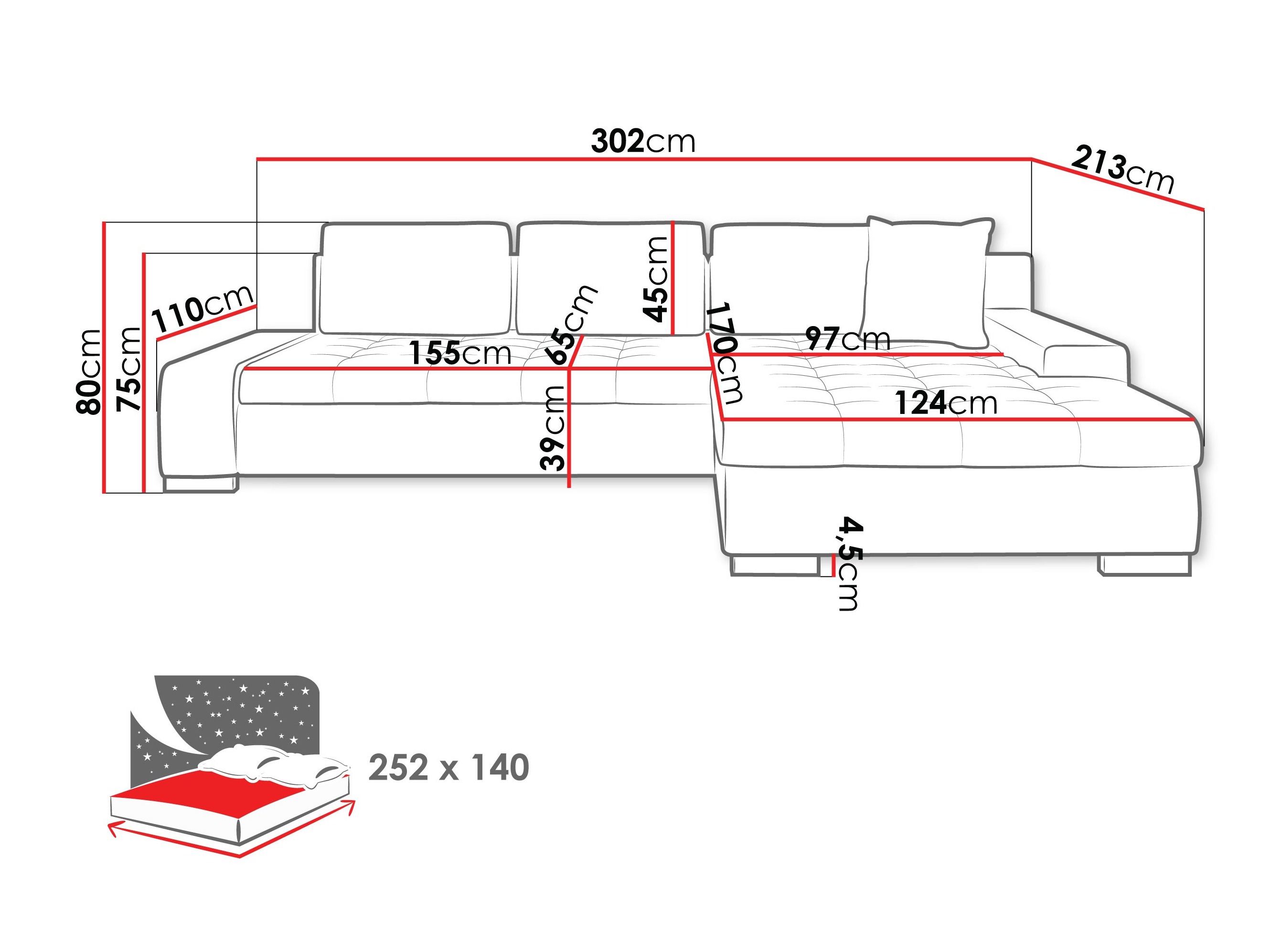 Ugaona sofa Comfivo 147 (Piane 26 + Mokka 82)