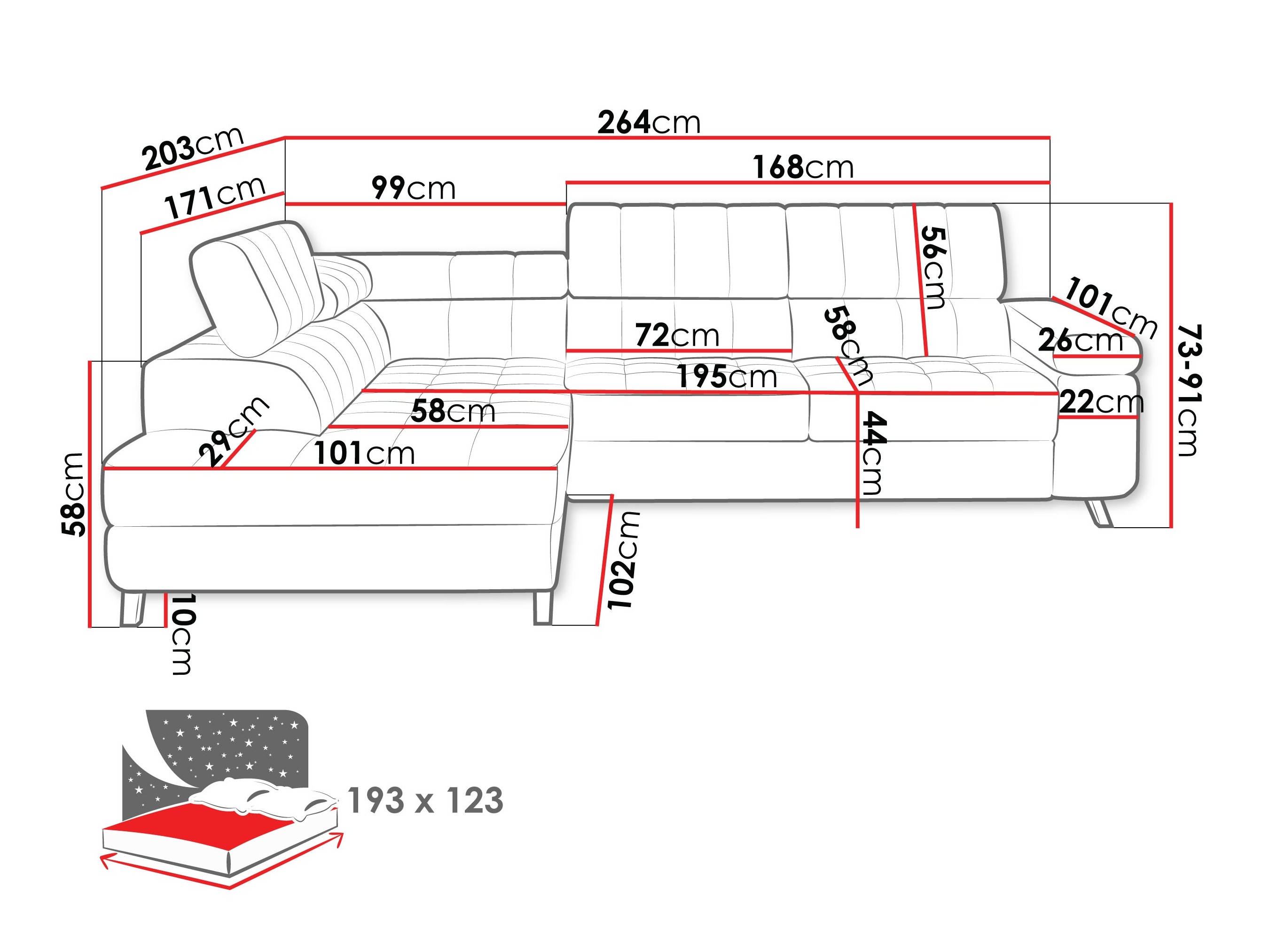 Ugaona sofa Comfivo 207 (Corbett 78)