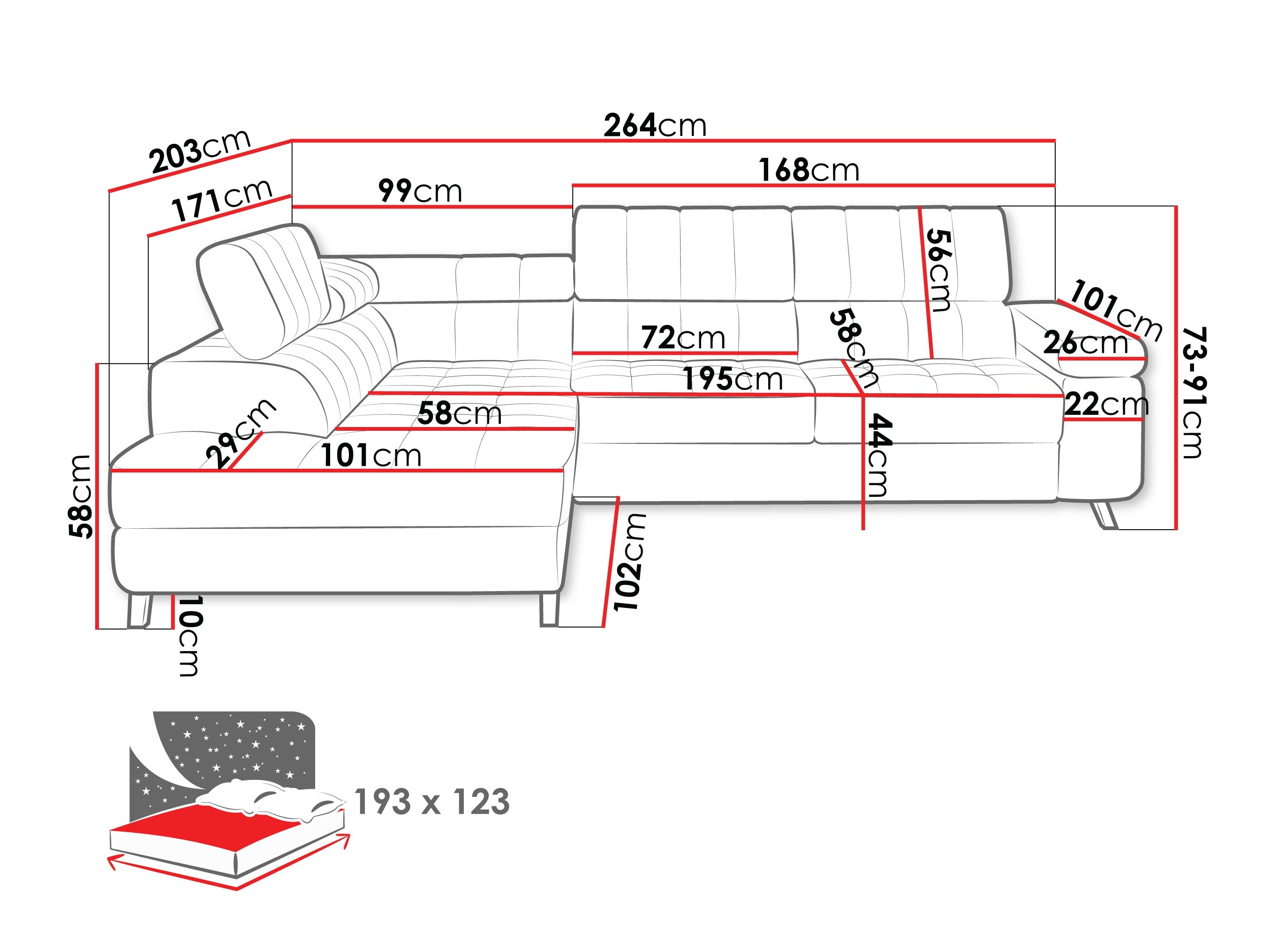 Ugaona sofa Comfivo 207 (Manza 22)