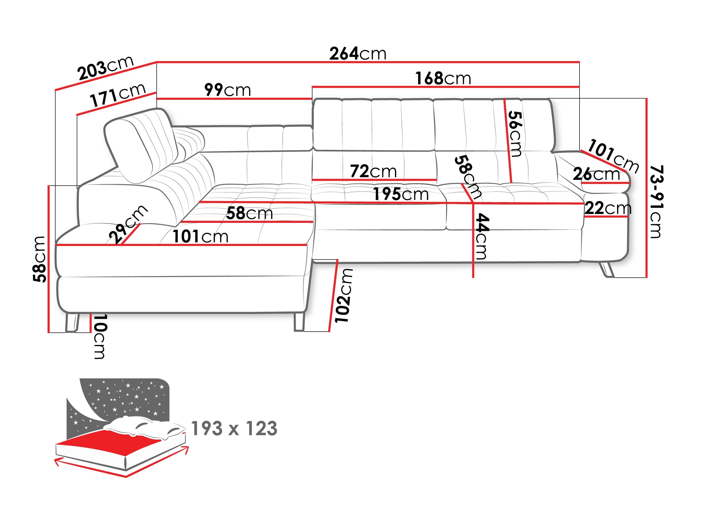 Ugaona sofa Comfivo 207 (Piane 26)