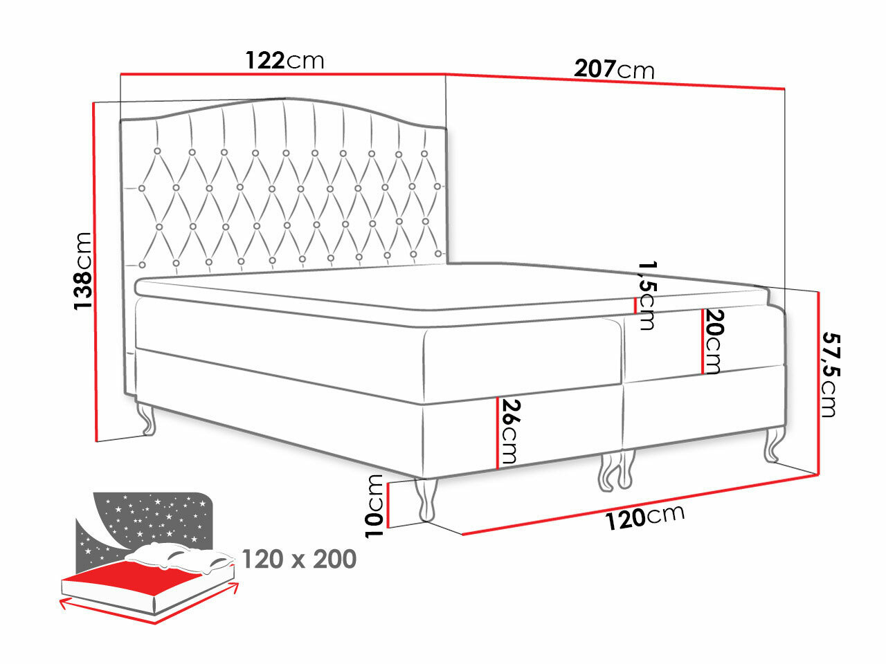 Boxspring krevet Baltimore 142 (Kronos 07)