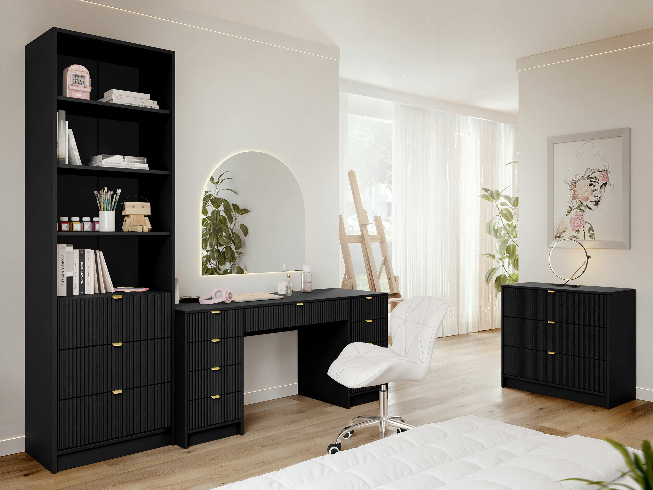 Set za kućnu kancelariju Comfivo Larmire 121 (Crno)