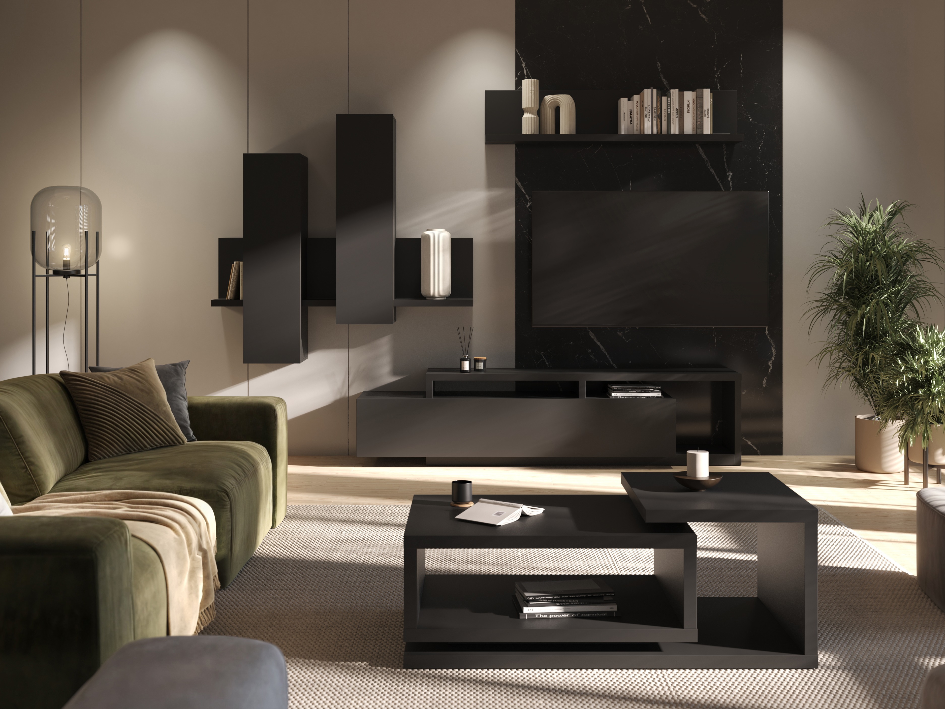 Zidna polica Lutiva 102 (Mat crna)