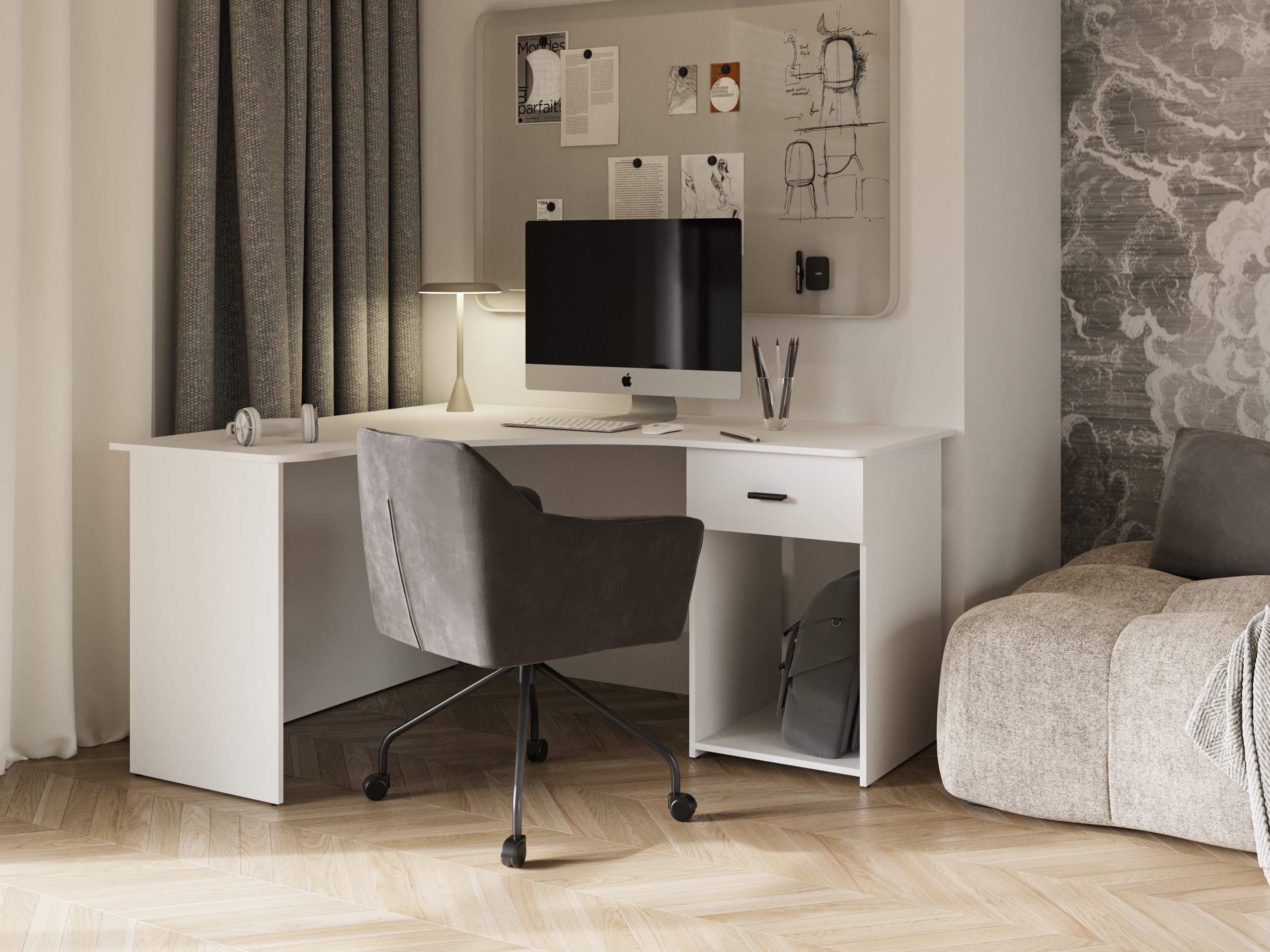 Ugaoni kancelarijski sto Austin 303 (Belo)