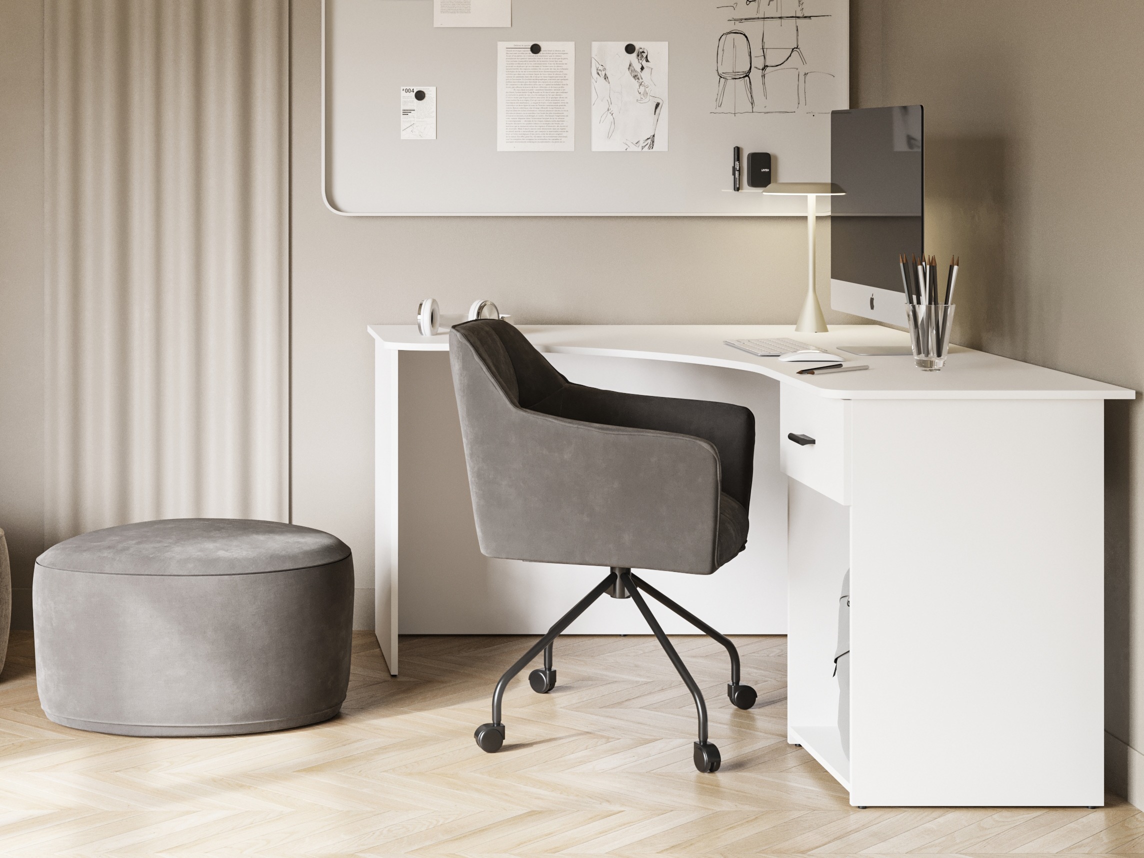 Ugaoni kancelarijski sto Austin 303 (Belo)