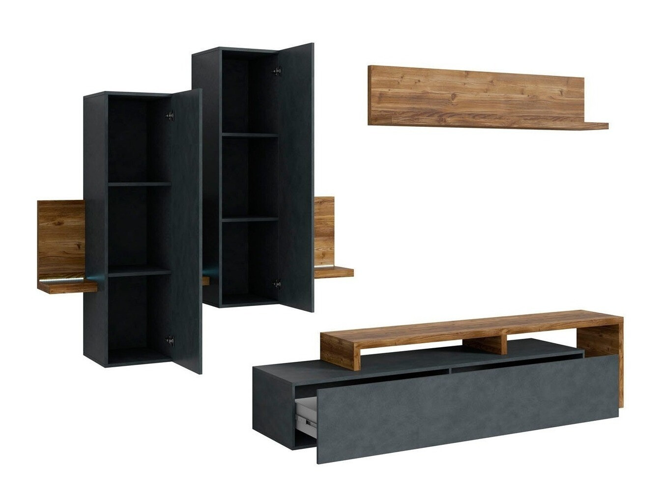 Set za dnevnu sobu Lutiva 100 (Matera siva + Tamna smrča)