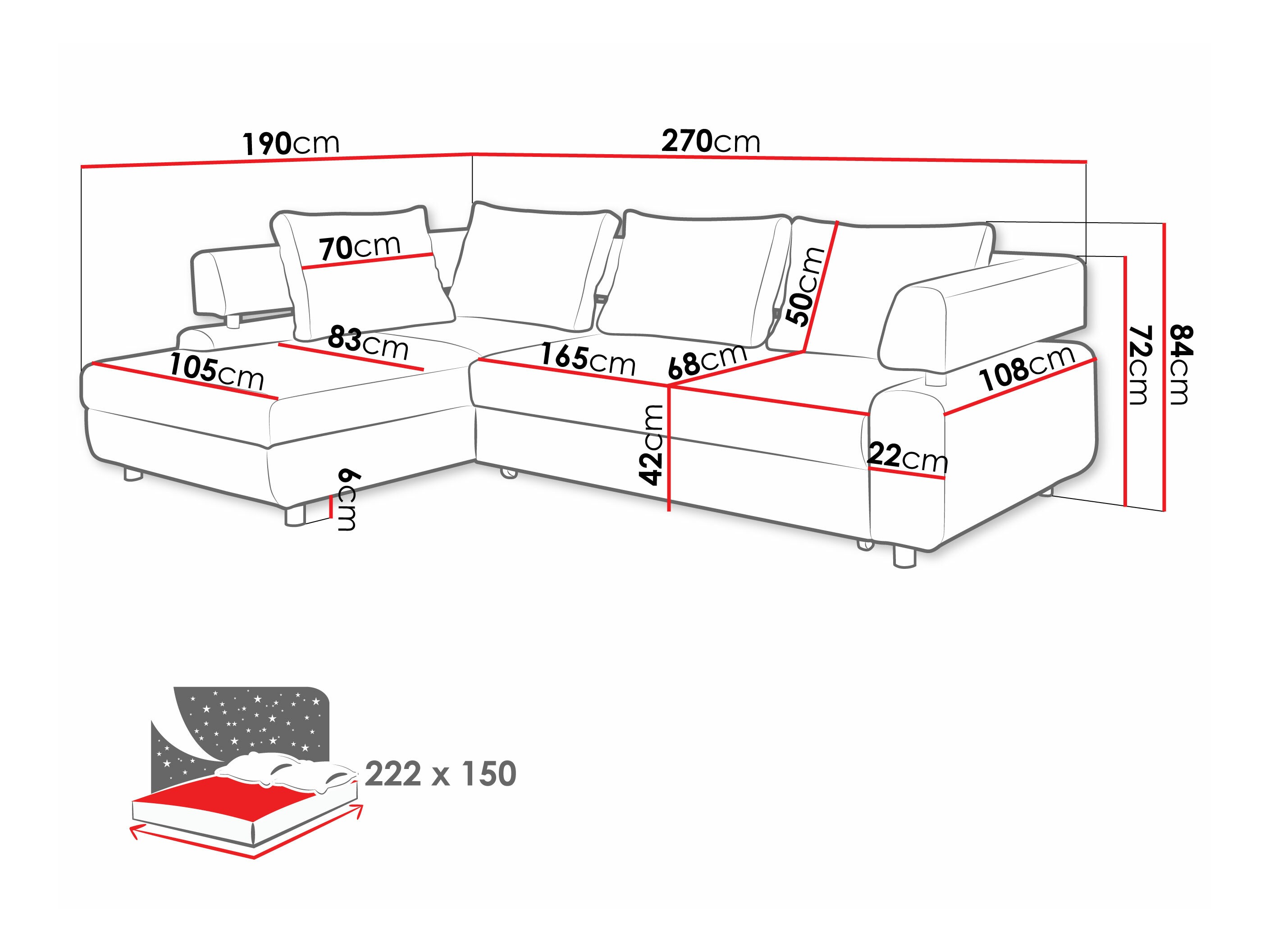 Ugaona sofa Lincoln 110 (Mekan 33 + Soro 21)